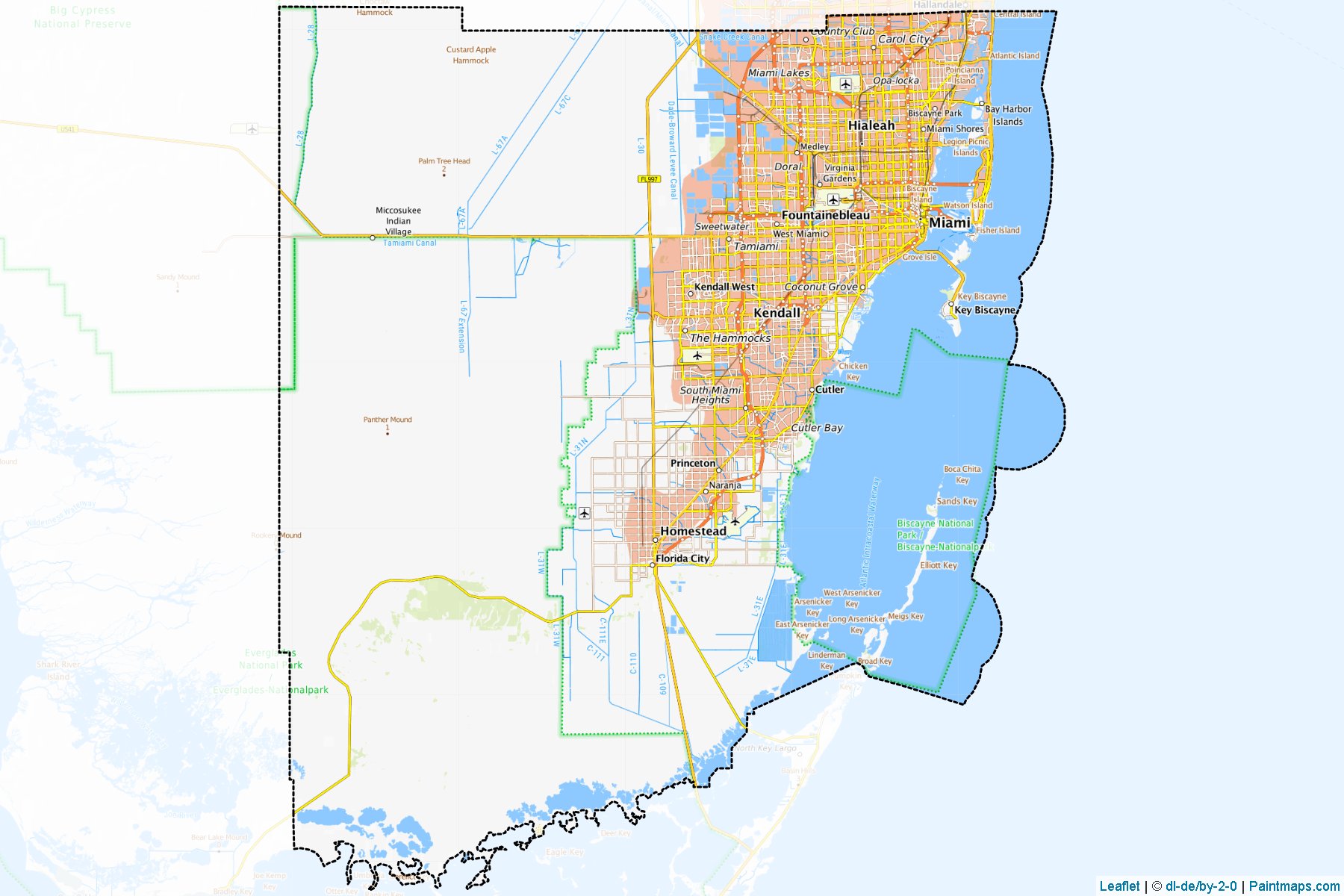 Miami-Dade County (Florida) Haritası Örnekleri-1