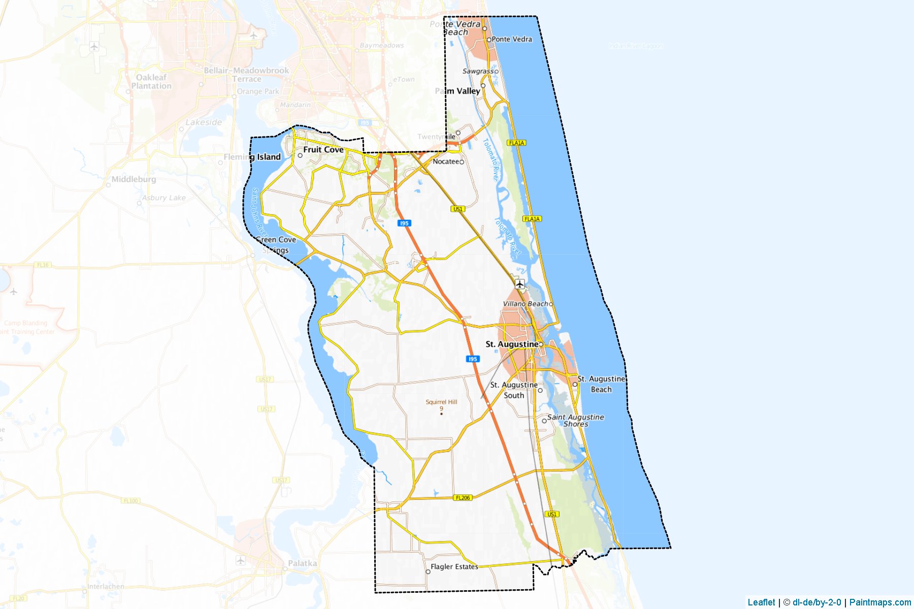 Muestras de recorte de mapas St. Johns (Florida)-1