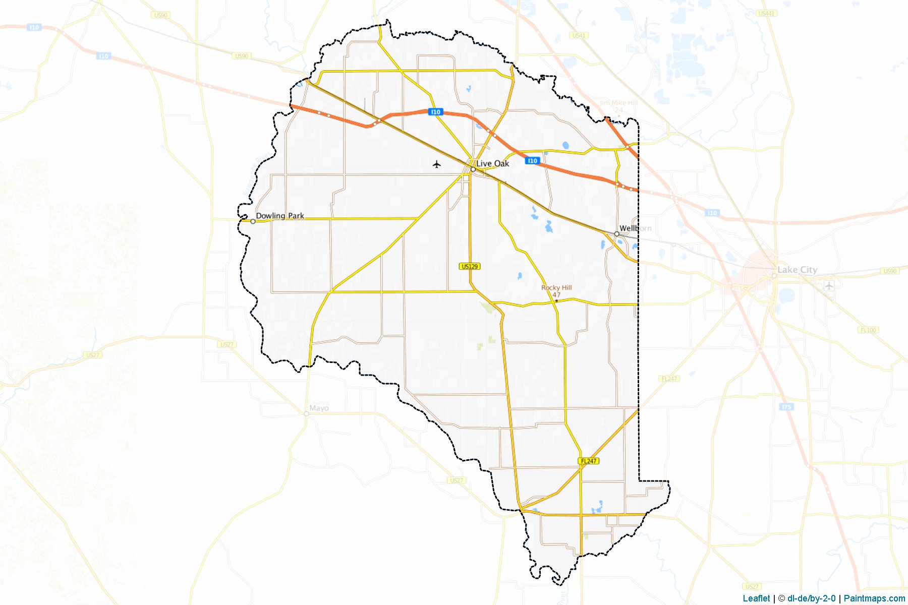 Muestras de recorte de mapas Suwannee (Florida)-1