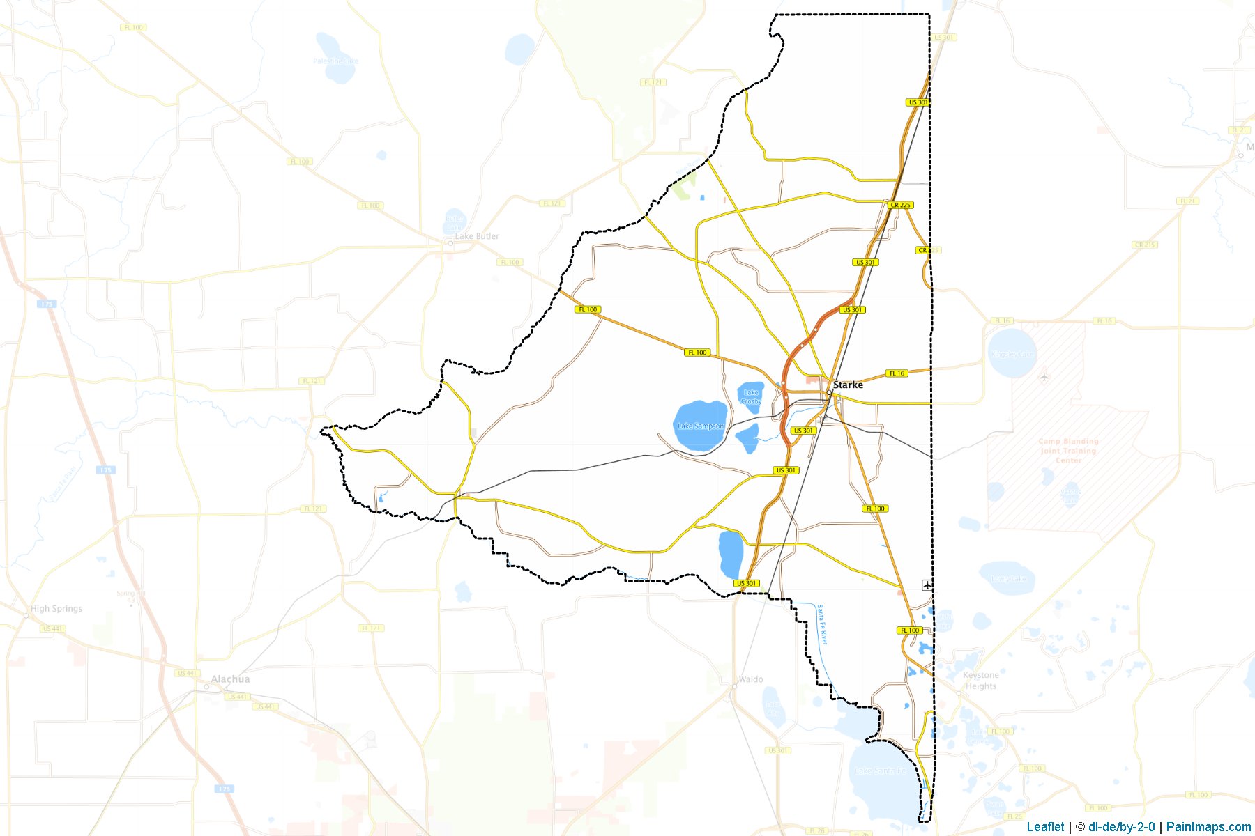 Muestras de recorte de mapas Bradford (Florida)-1