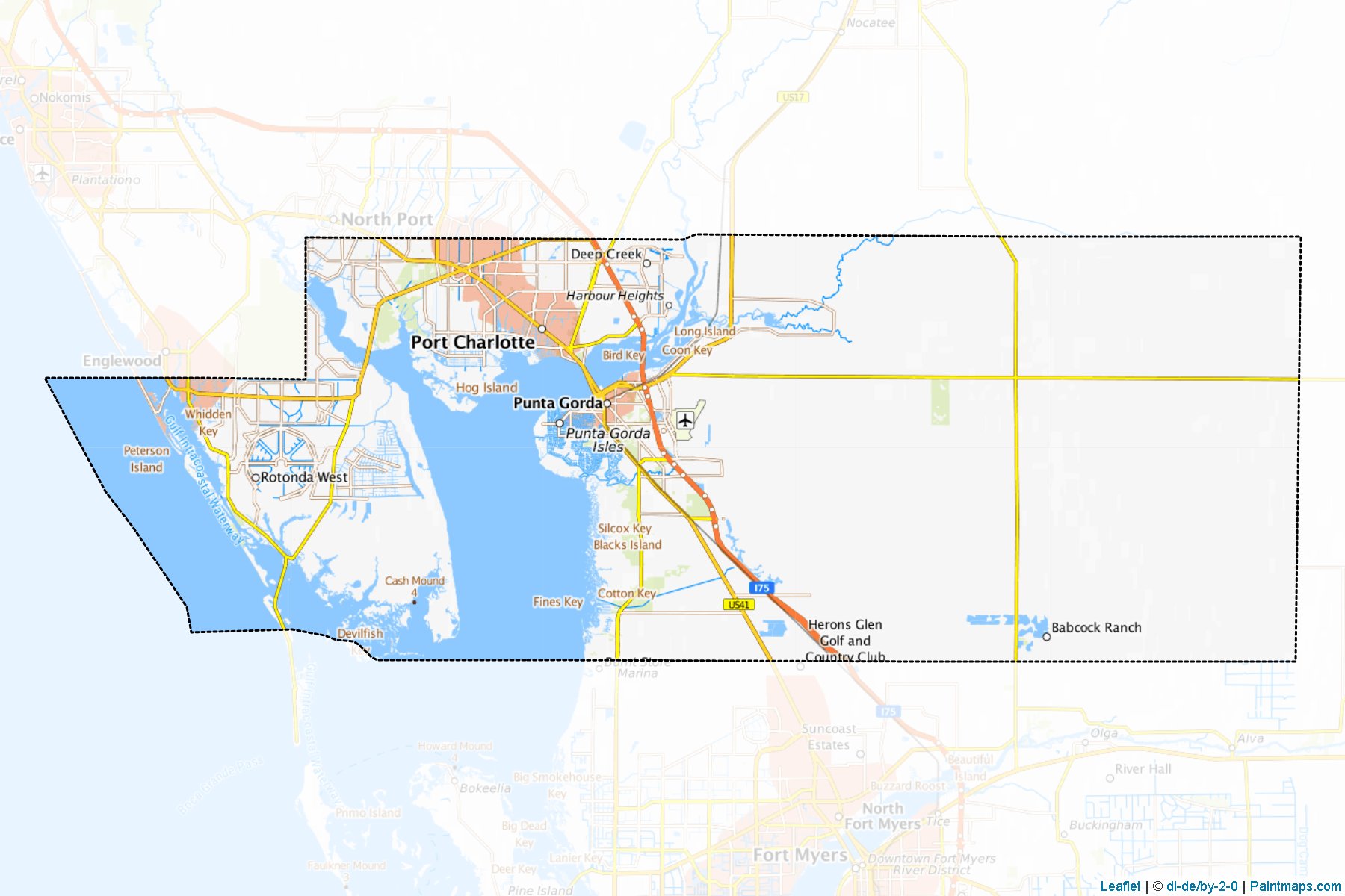 Muestras de recorte de mapas Charlotte (Florida)-1