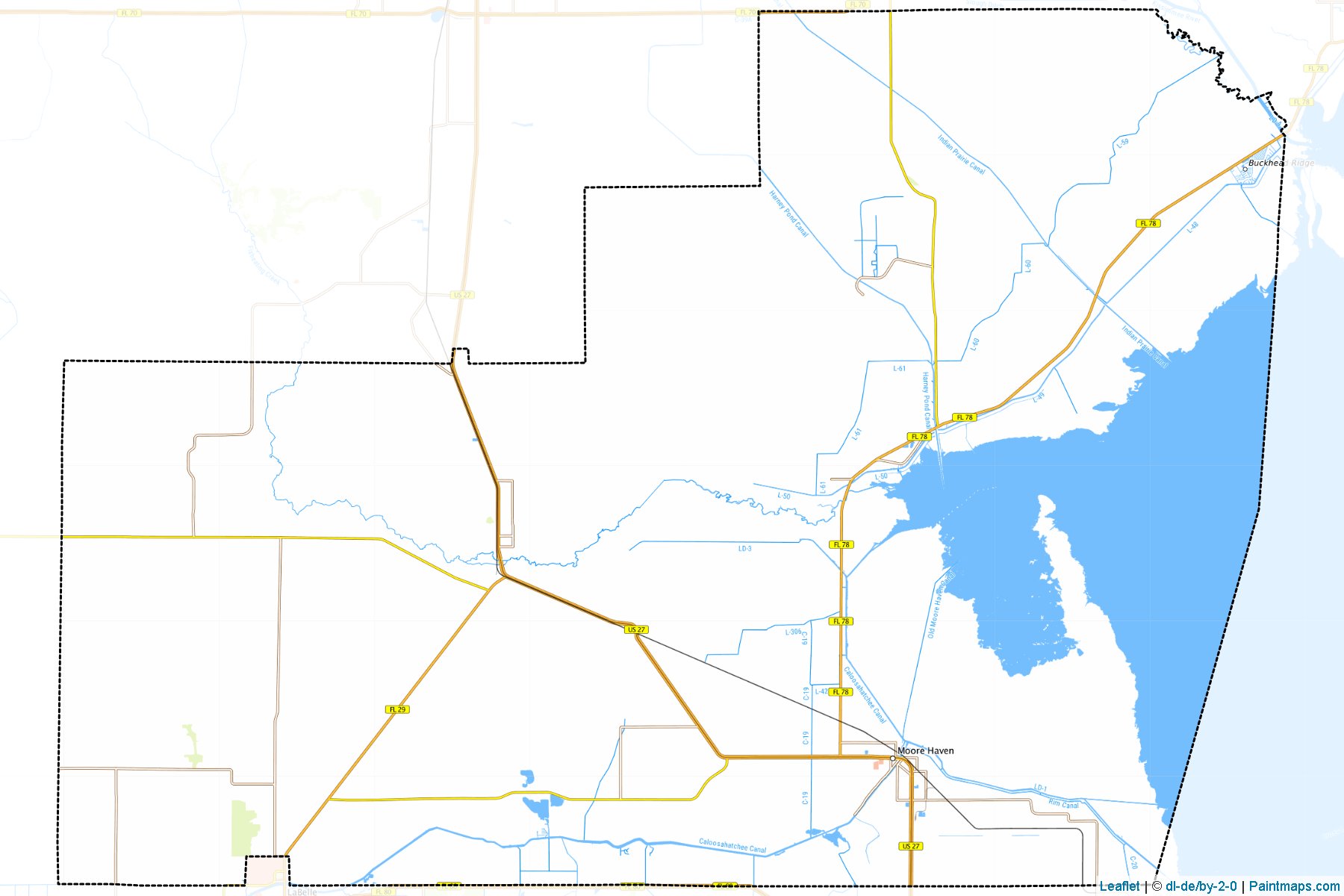 Muestras de recorte de mapas Glades (Florida)-1