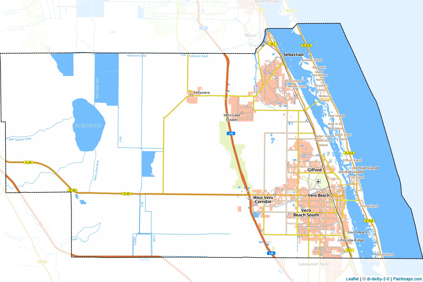 Muestras de recorte de mapas Indian River (Florida)-1