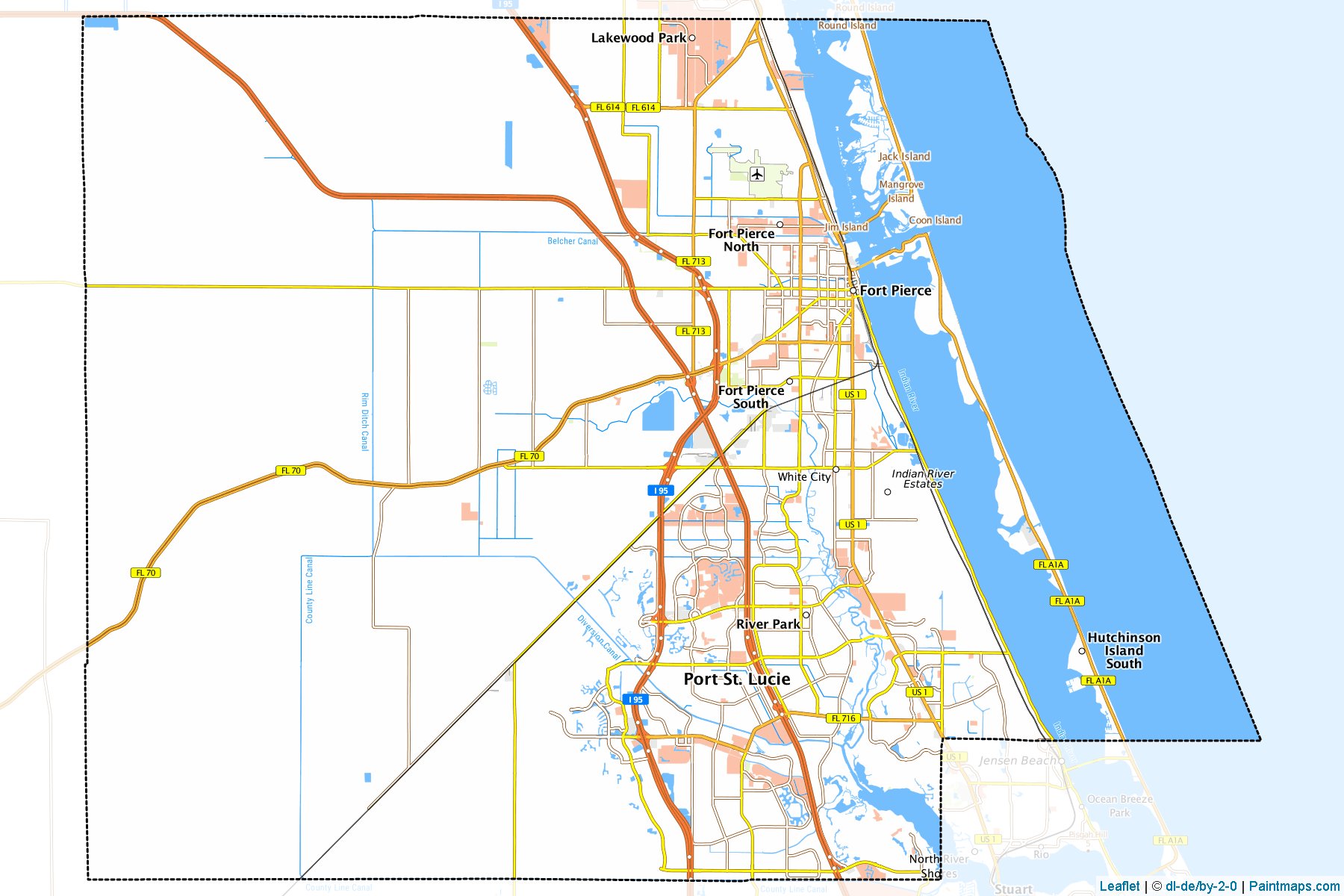 St. Lucie County (Florida) Haritası Örnekleri-1