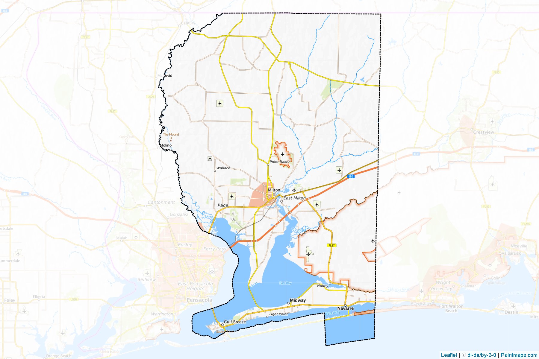 Muestras de recorte de mapas Santa Rosa (Florida)-1