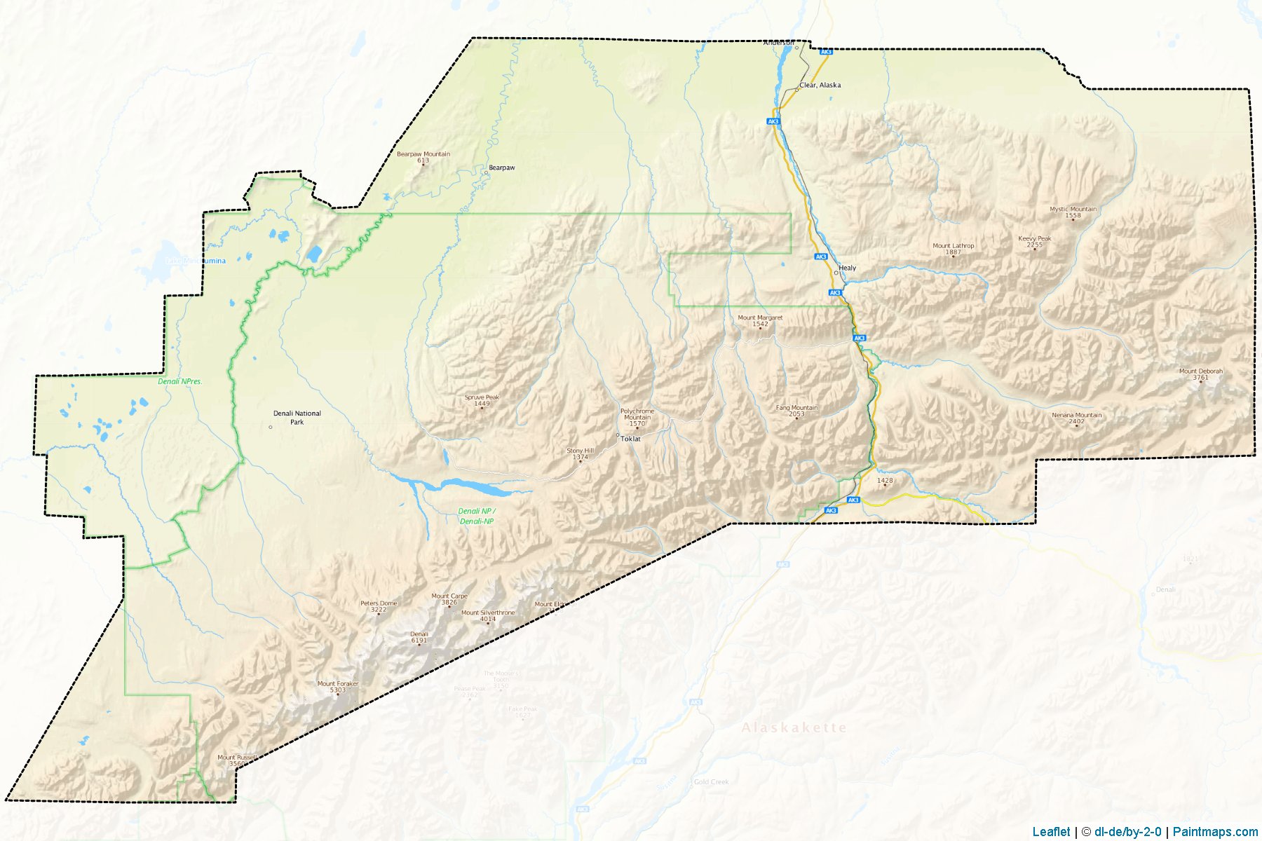 Denali (Alaska) Haritası Örnekleri-1