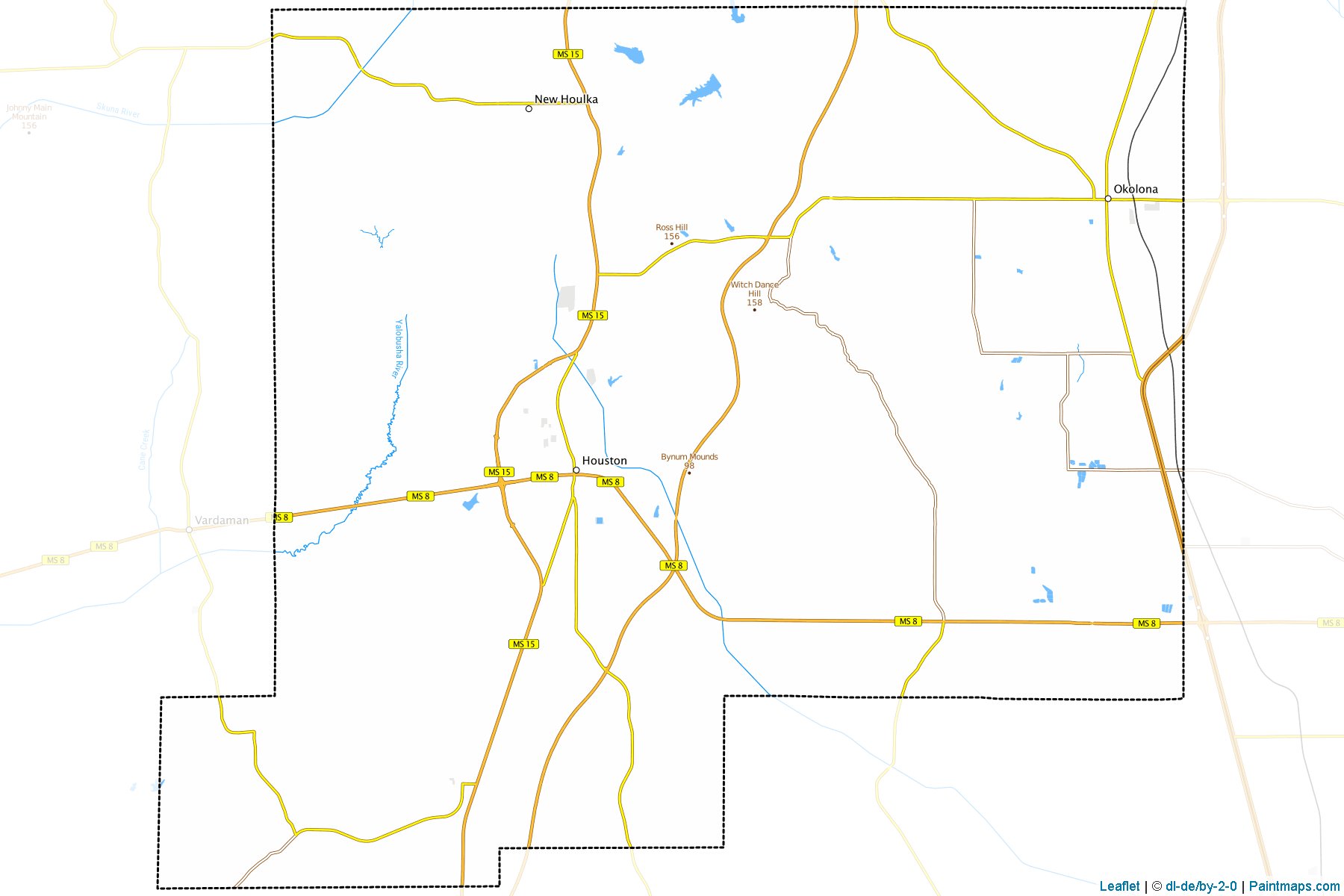 Muestras de recorte de mapas Chickasaw (Mississippi)-1