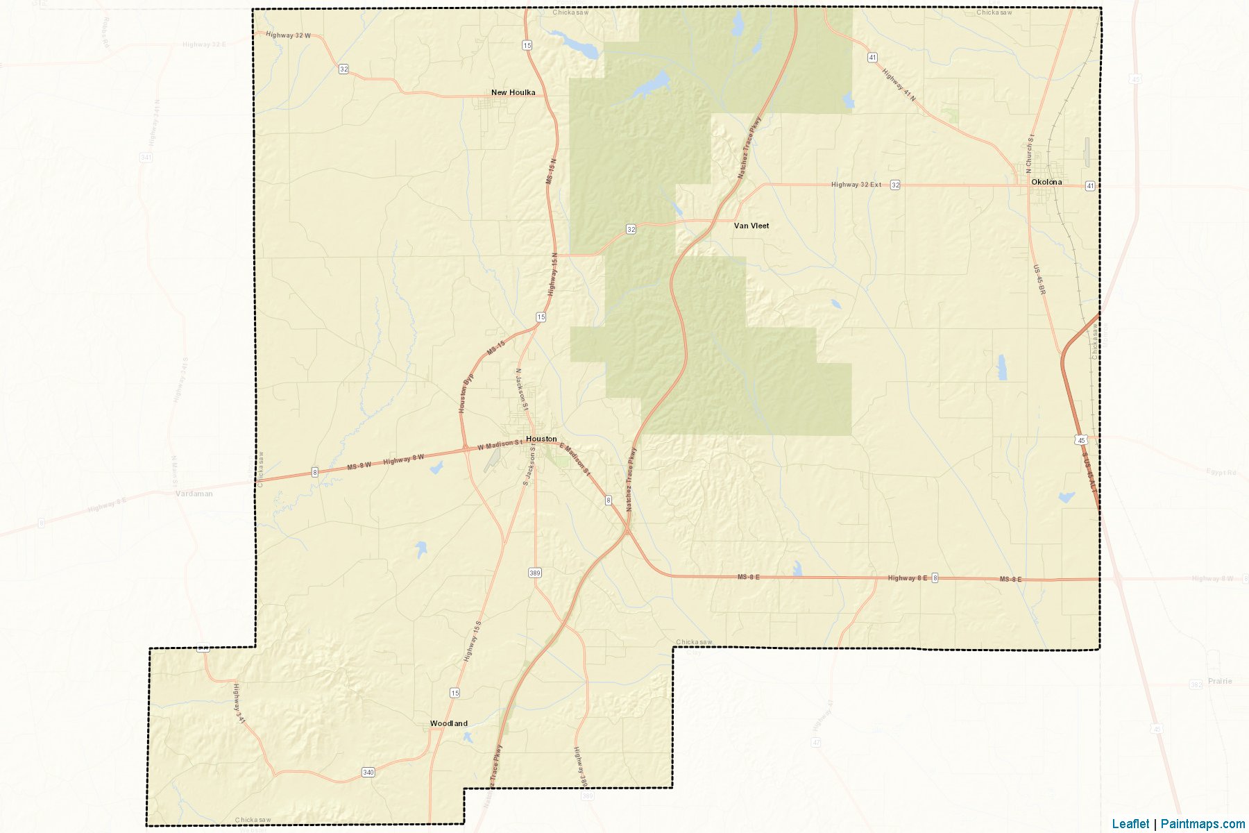 Muestras de recorte de mapas Chickasaw (Mississippi)-2