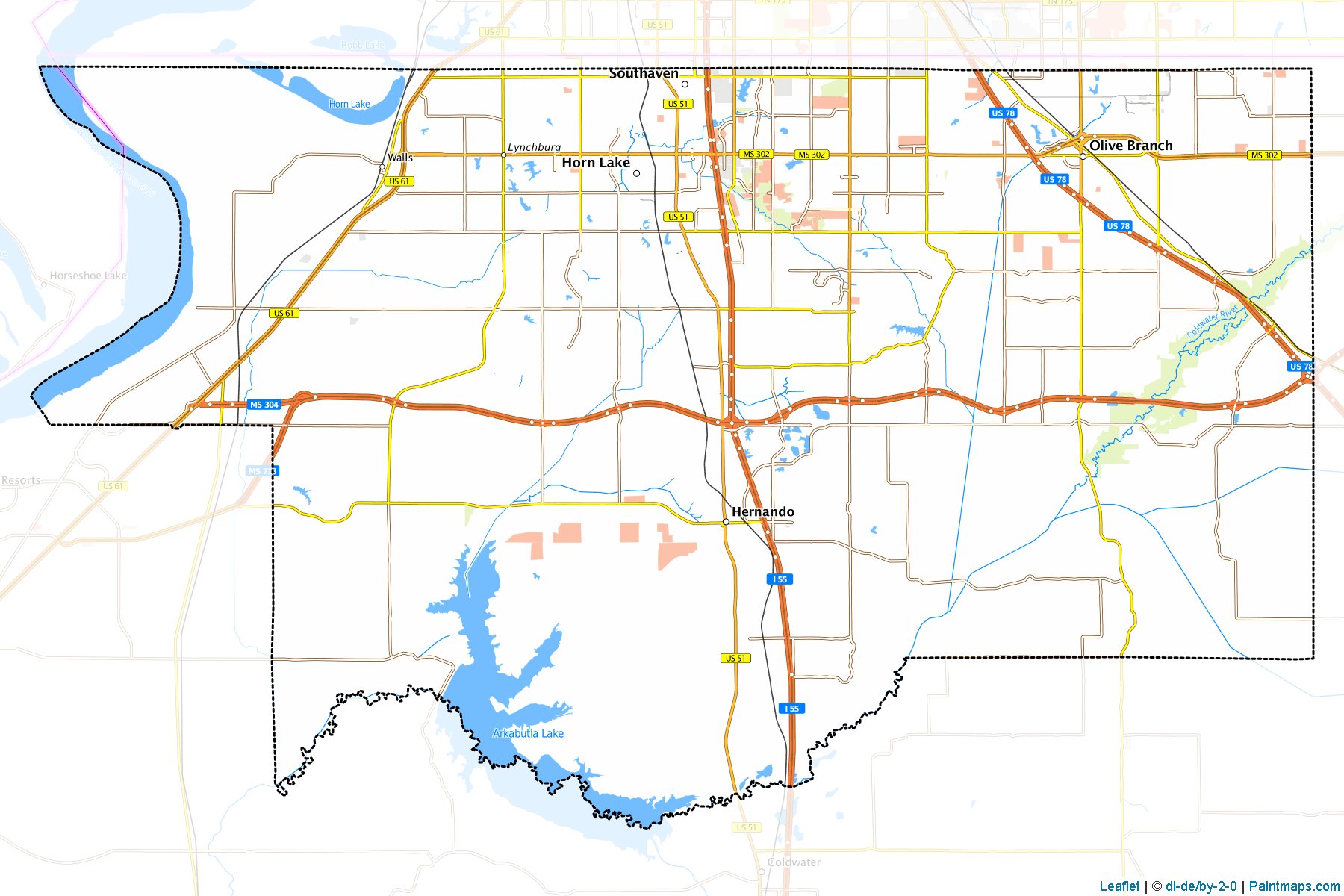 DeSoto County (Mississippi) Haritası Örnekleri-1