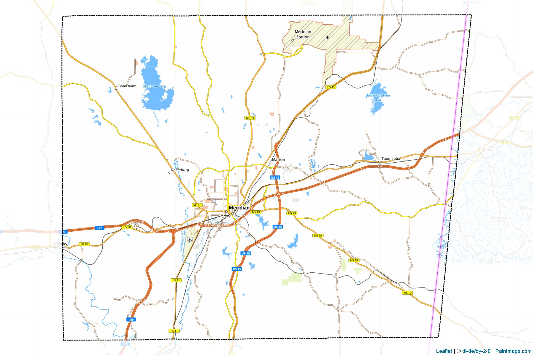 Muestras de recorte de mapas Lauderdale (Mississippi)-1