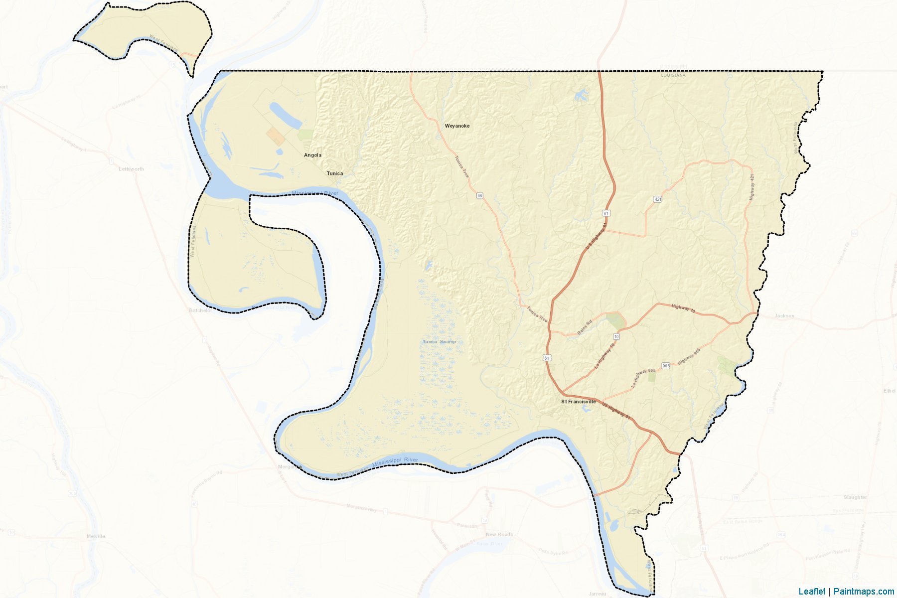 Muestras de recorte de mapas West Feliciana (Louisiana)-2