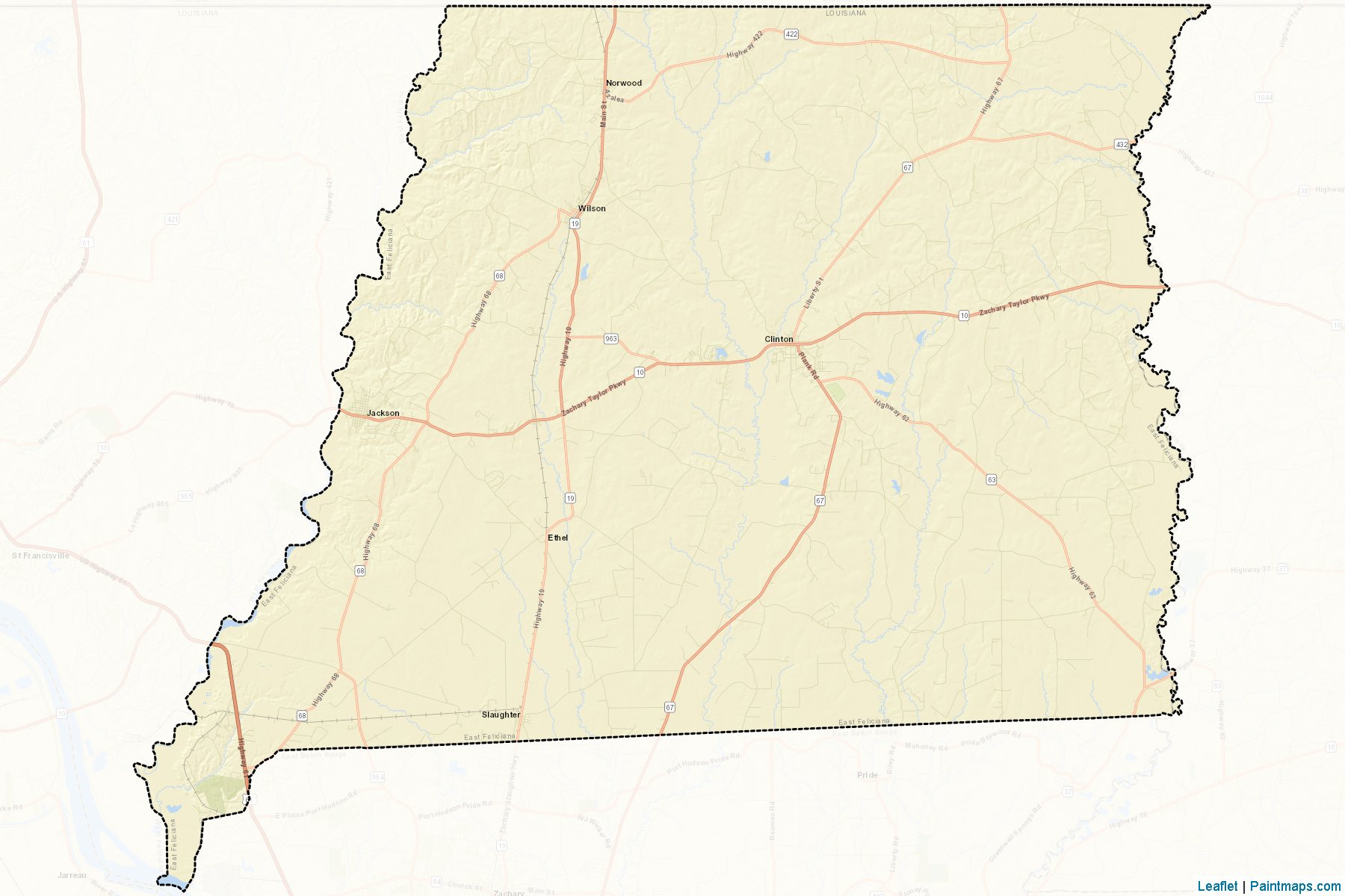 East Feliciana (Louisiana) Map Cropping Samples-2