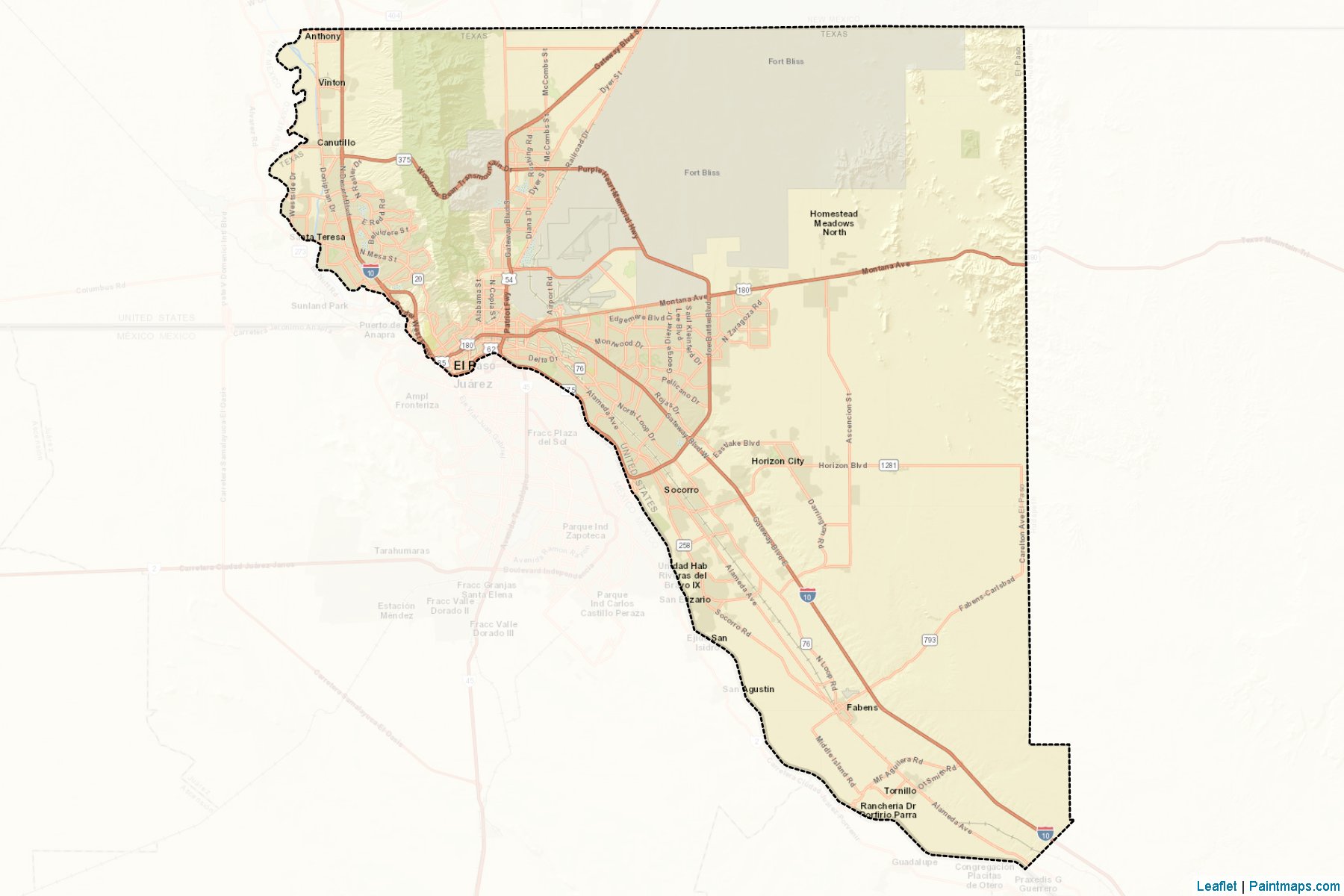 El Paso (Texas) Map Cropping Samples-2