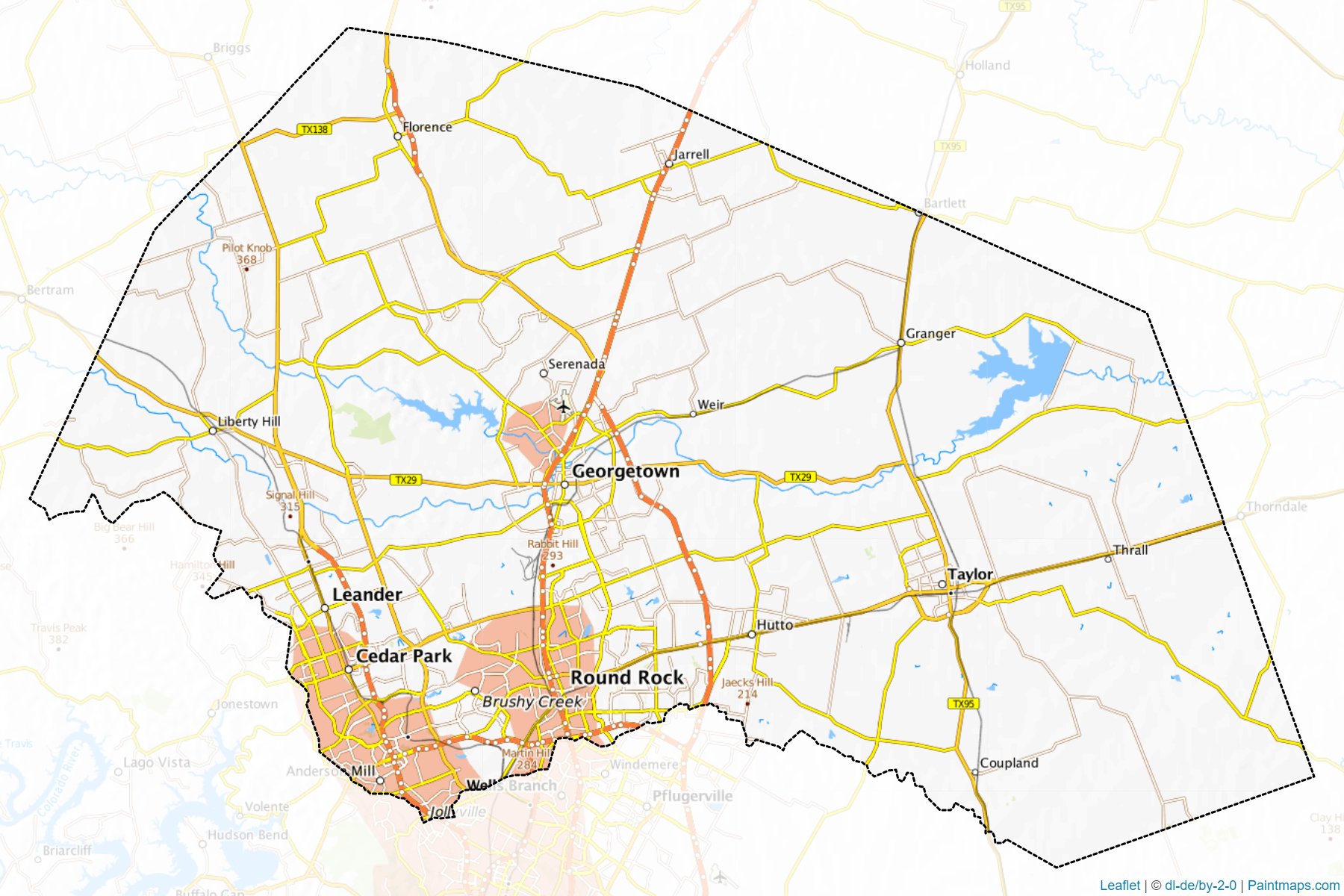 Muestras de recorte de mapas Williamson (Texas)-1