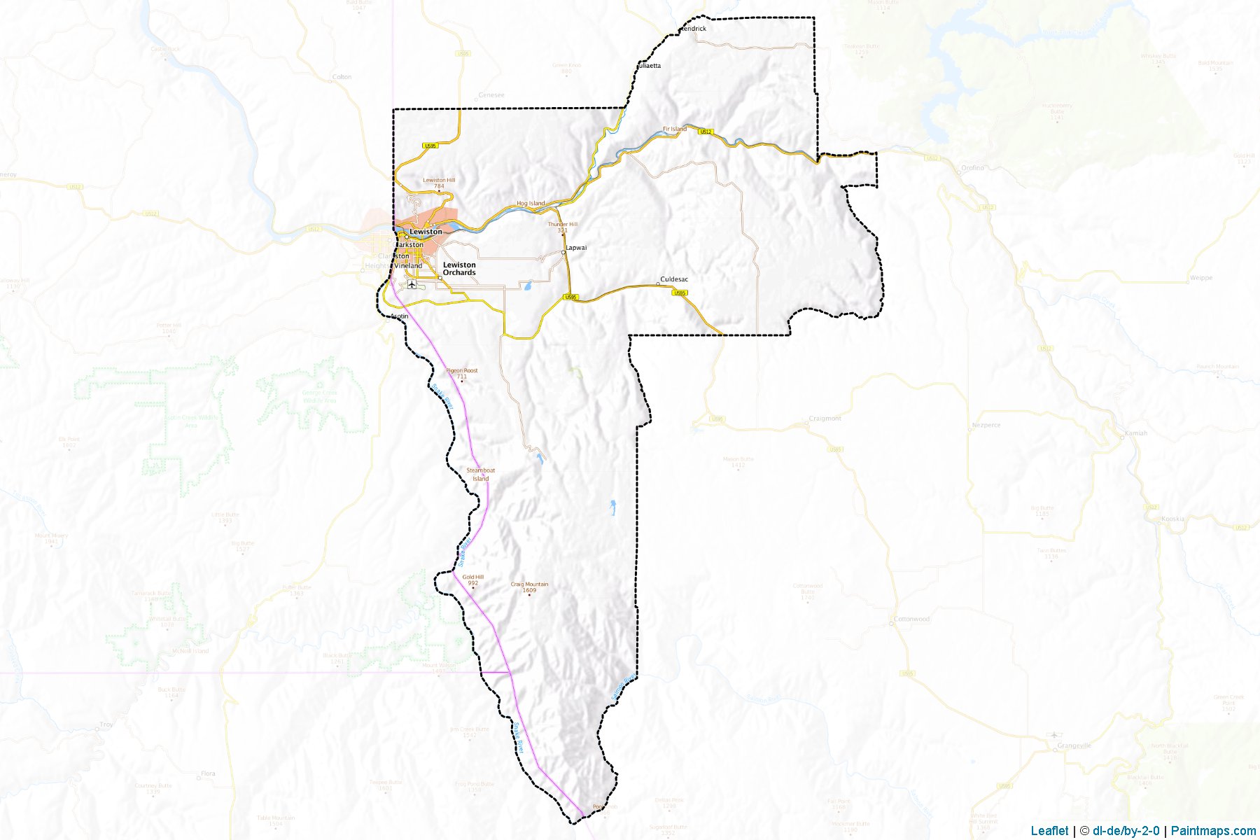 Muestras de recorte de mapas Nez Perce (Idaho)-1