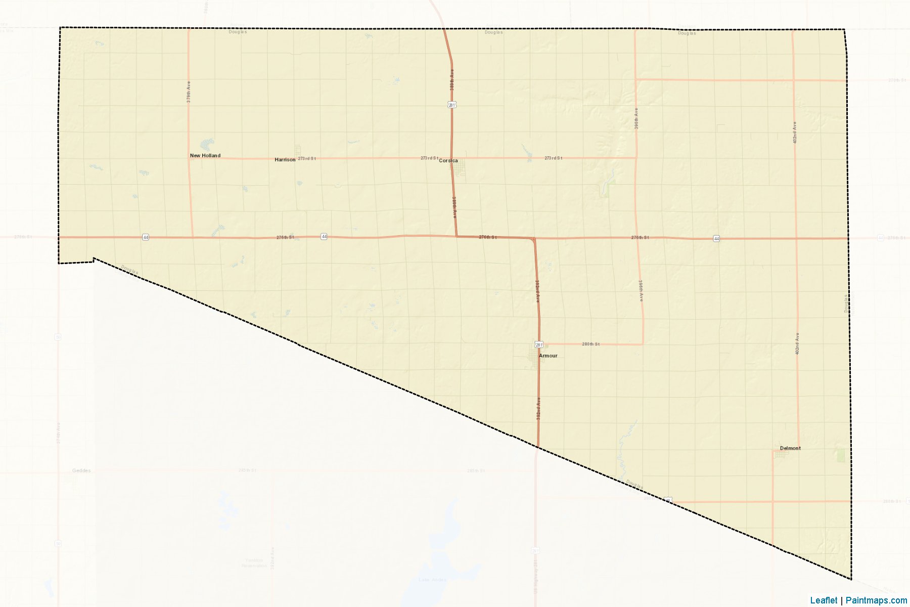 Muestras de recorte de mapas Douglas (South Dakota)-2