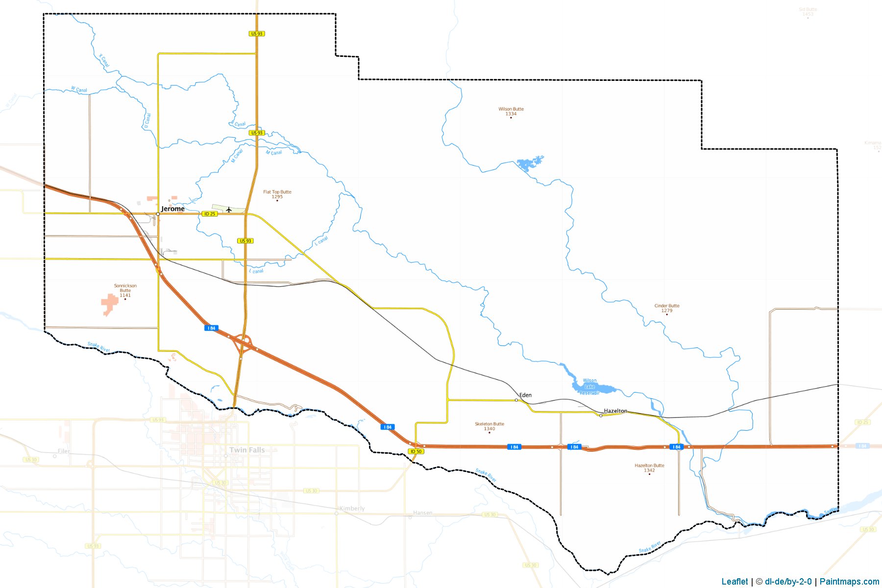 Muestras de recorte de mapas Jerome (Idaho)-1