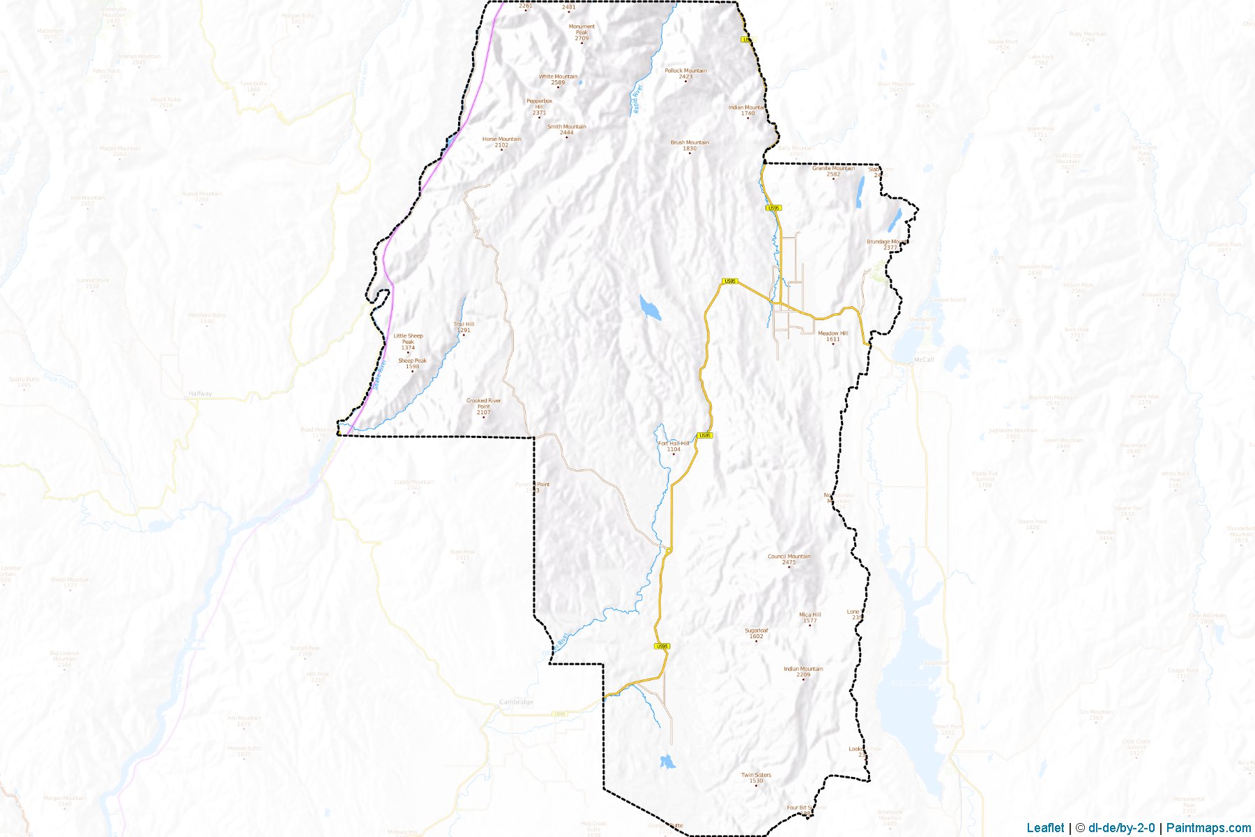 Muestras de recorte de mapas Adams (Idaho)-1