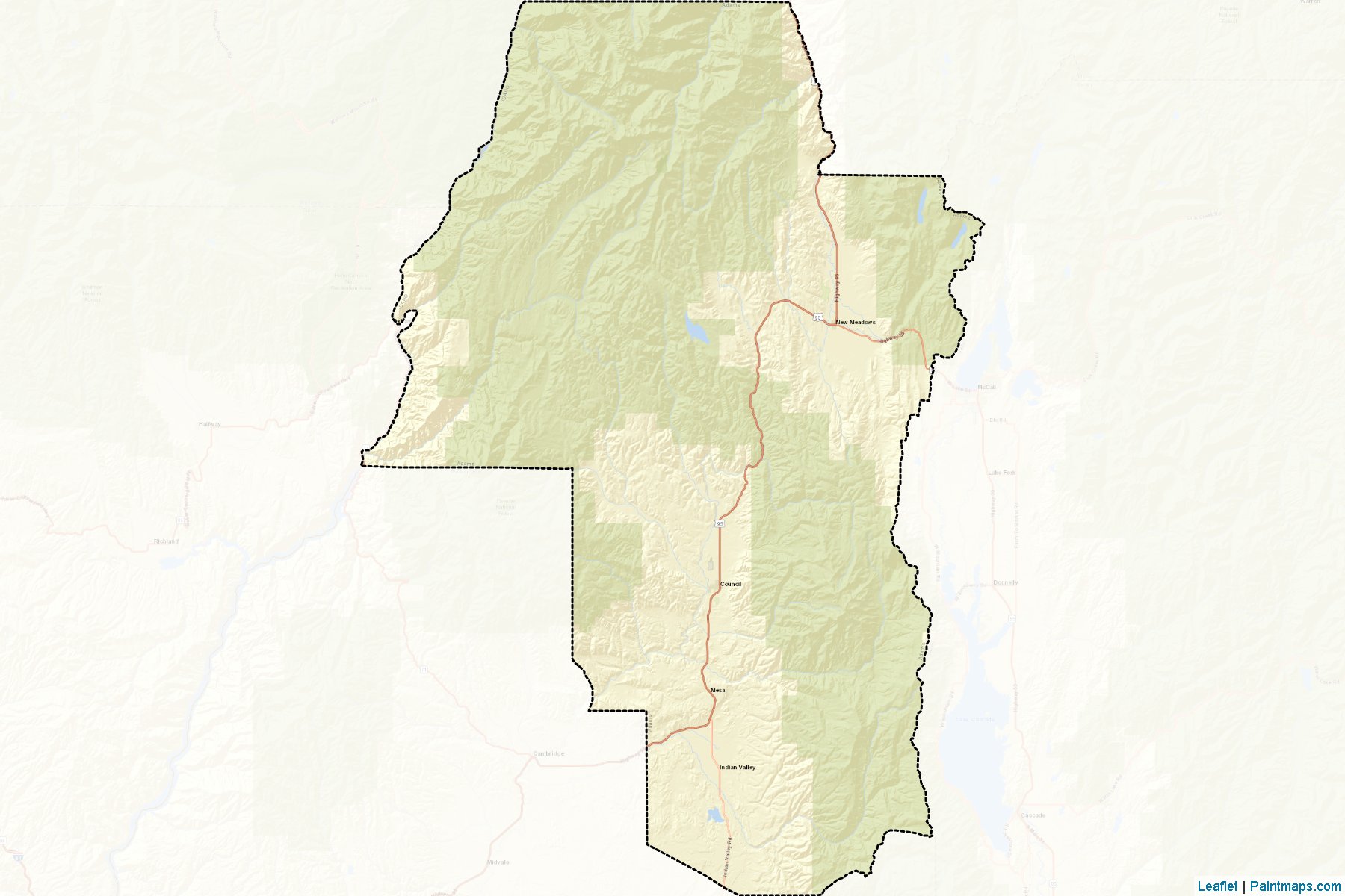 Muestras de recorte de mapas Adams (Idaho)-2