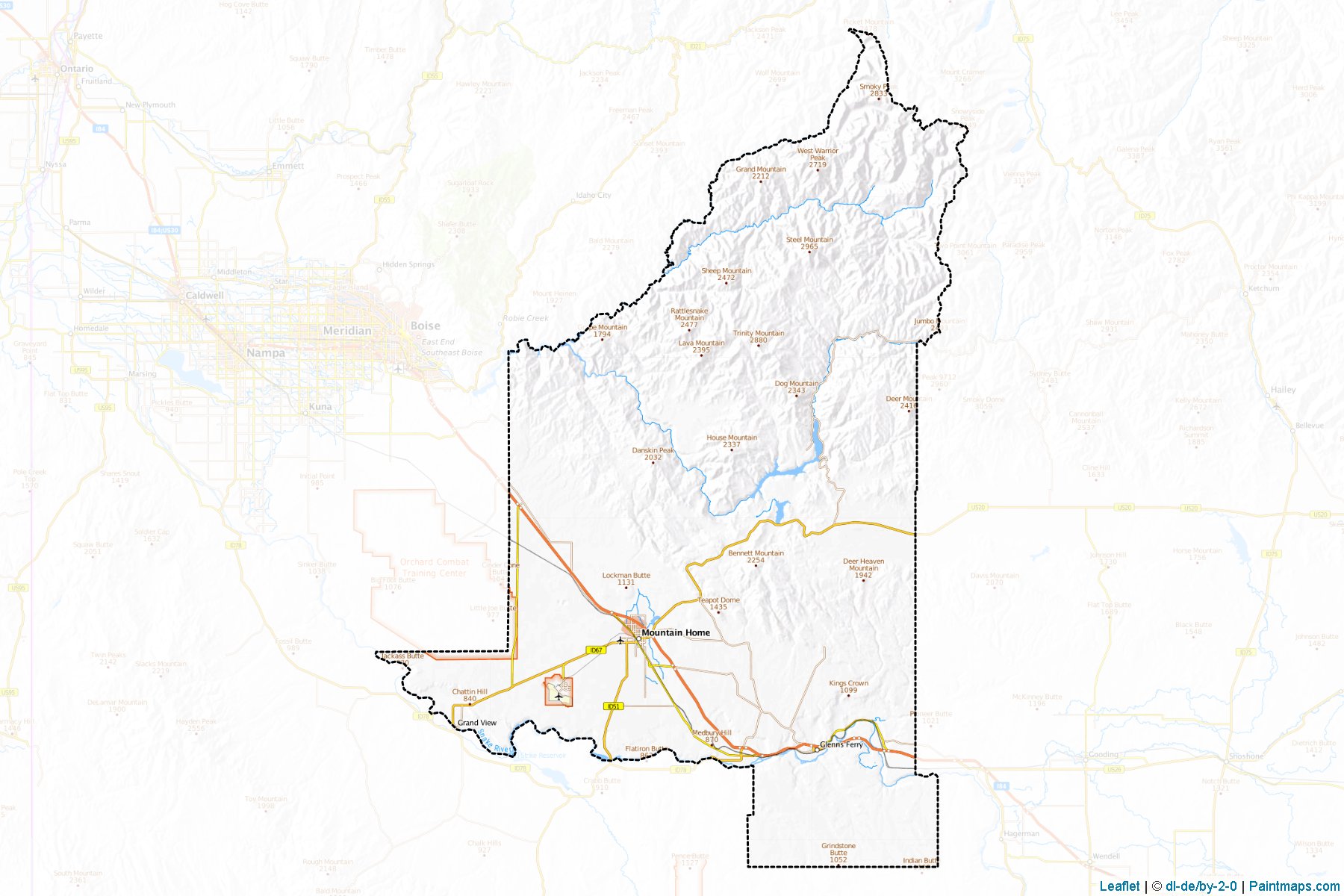 Muestras de recorte de mapas Elmore (Idaho)-1