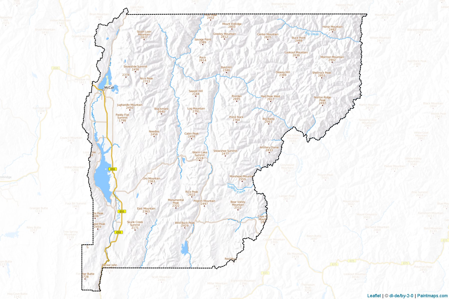 Muestras de recorte de mapas Valley (Idaho)-1