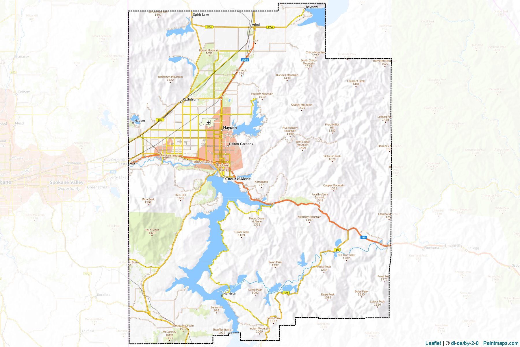 Kootenai County (Idaho) Haritası Örnekleri-1