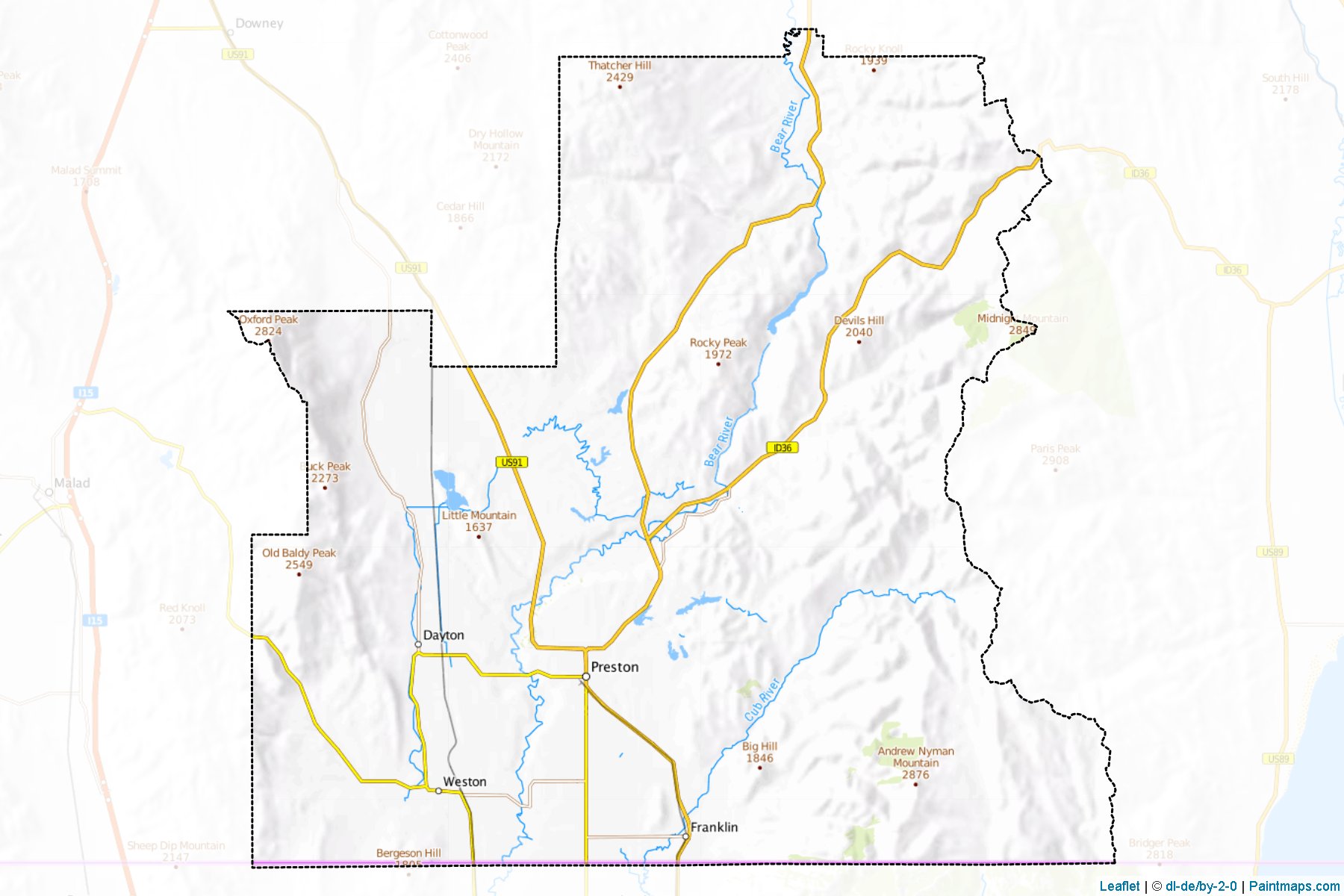 Muestras de recorte de mapas Franklin (Idaho)-1