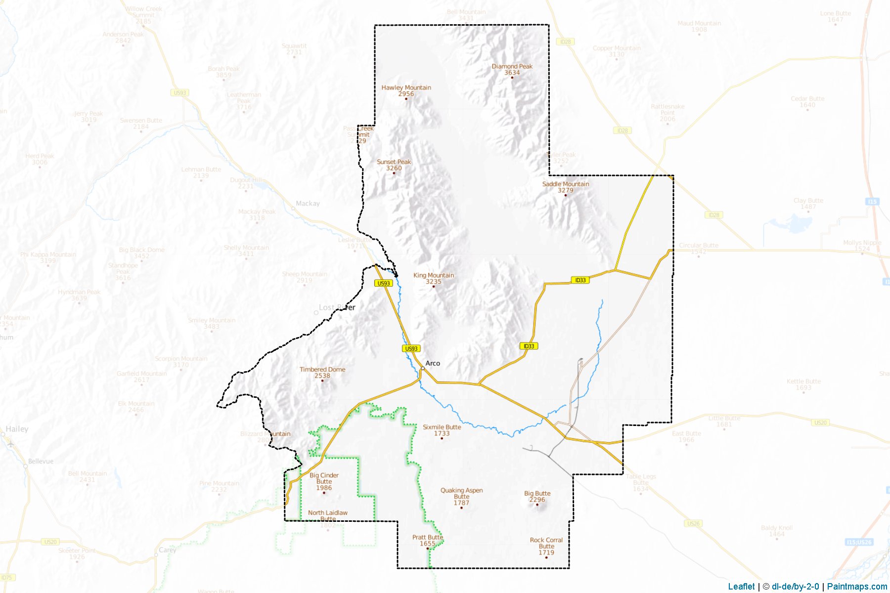 Butte County (Idaho) Haritası Örnekleri-1