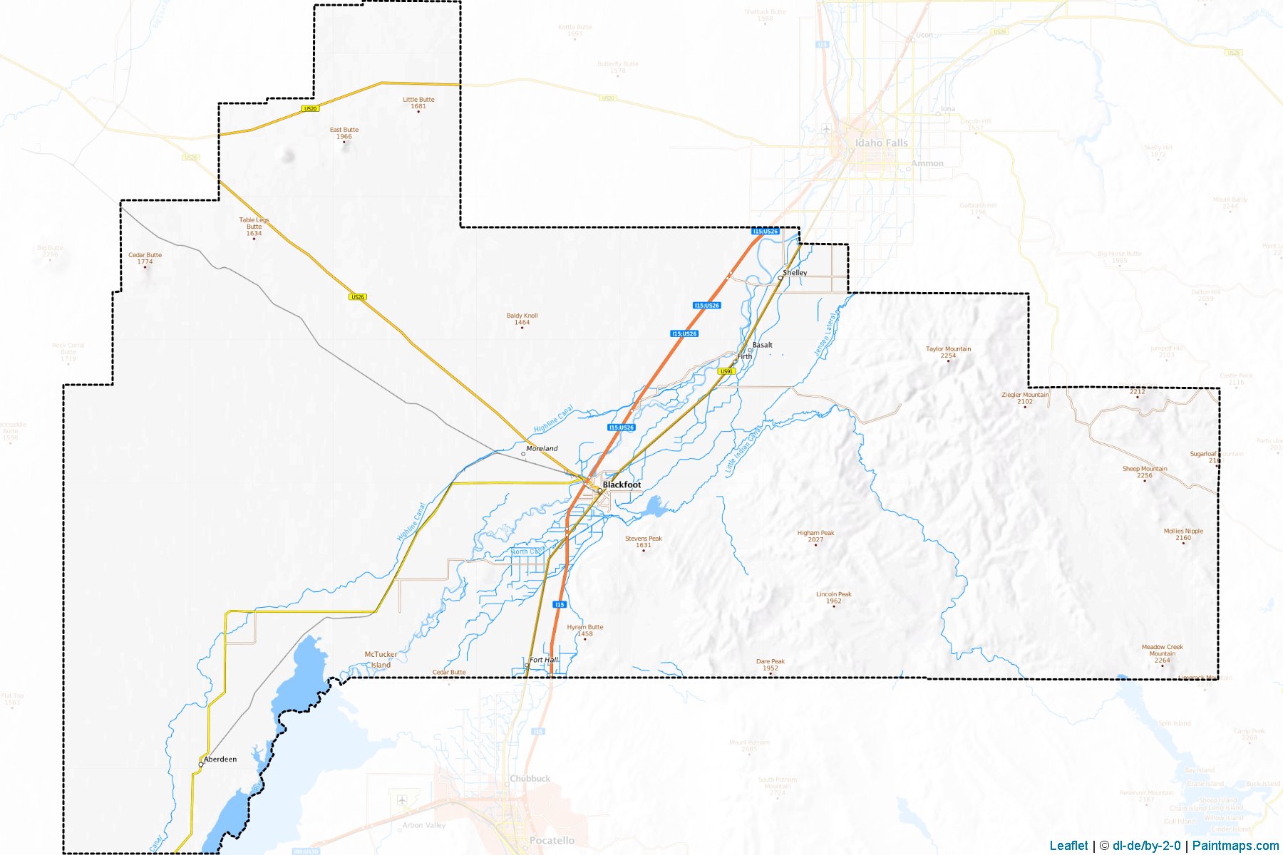 Muestras de recorte de mapas Bingham (Idaho)-1