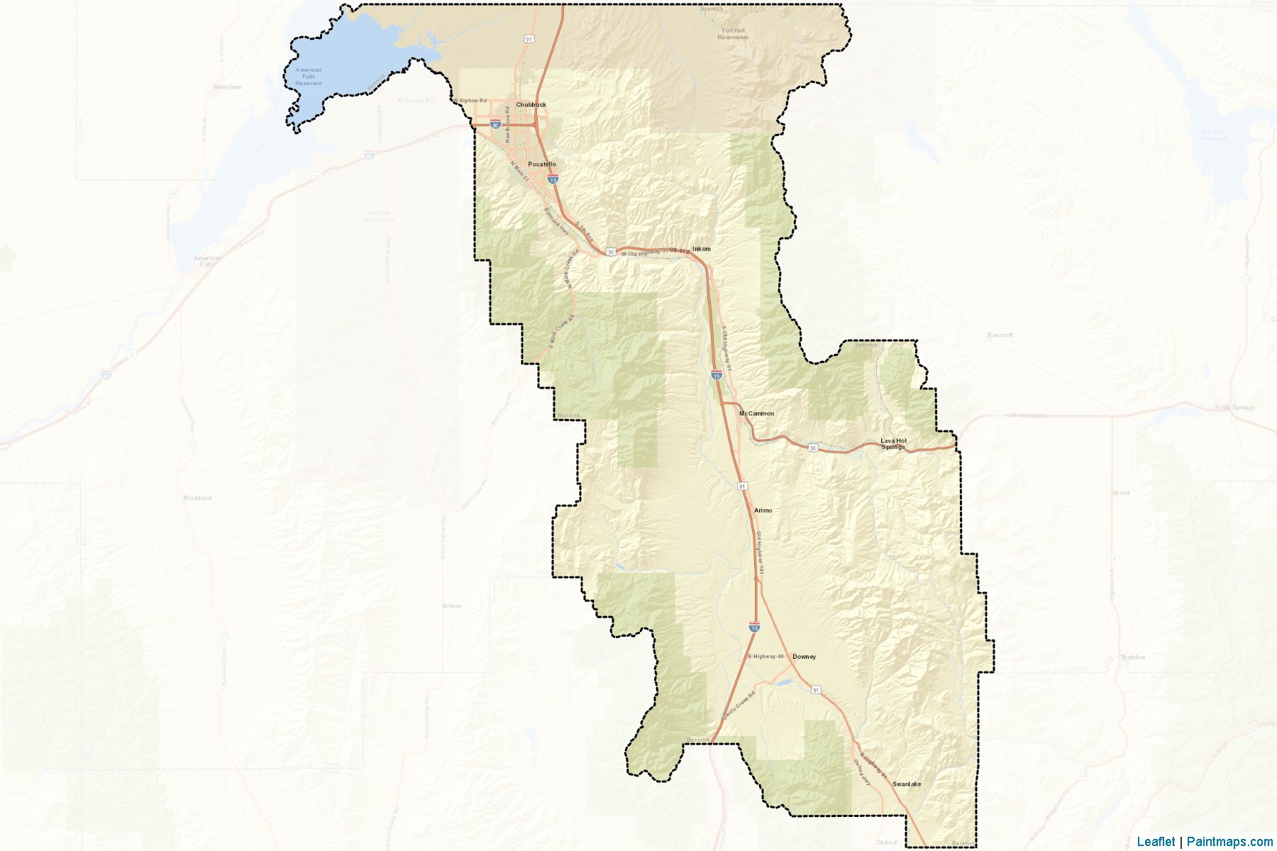 Muestras de recorte de mapas Bannock (Idaho)-2