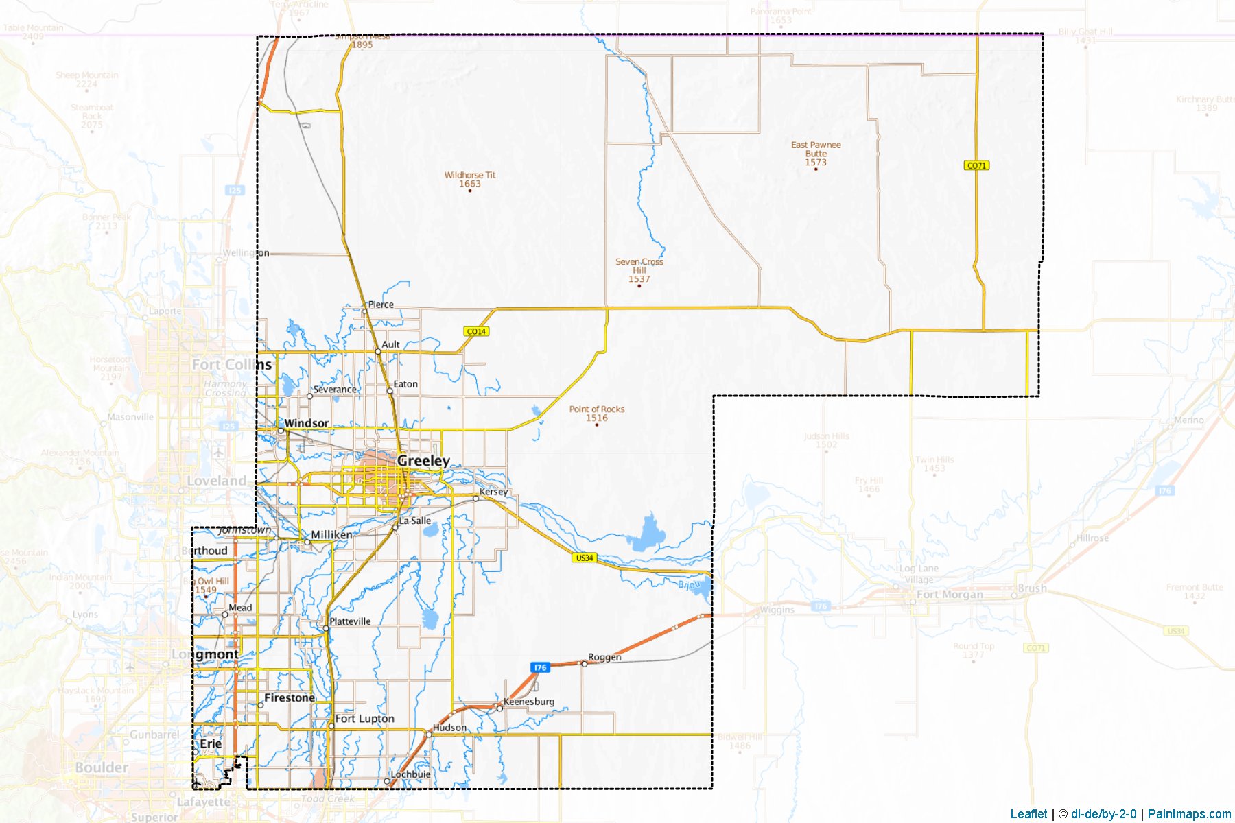 Weld County (Kolorado) Haritası Örnekleri-1