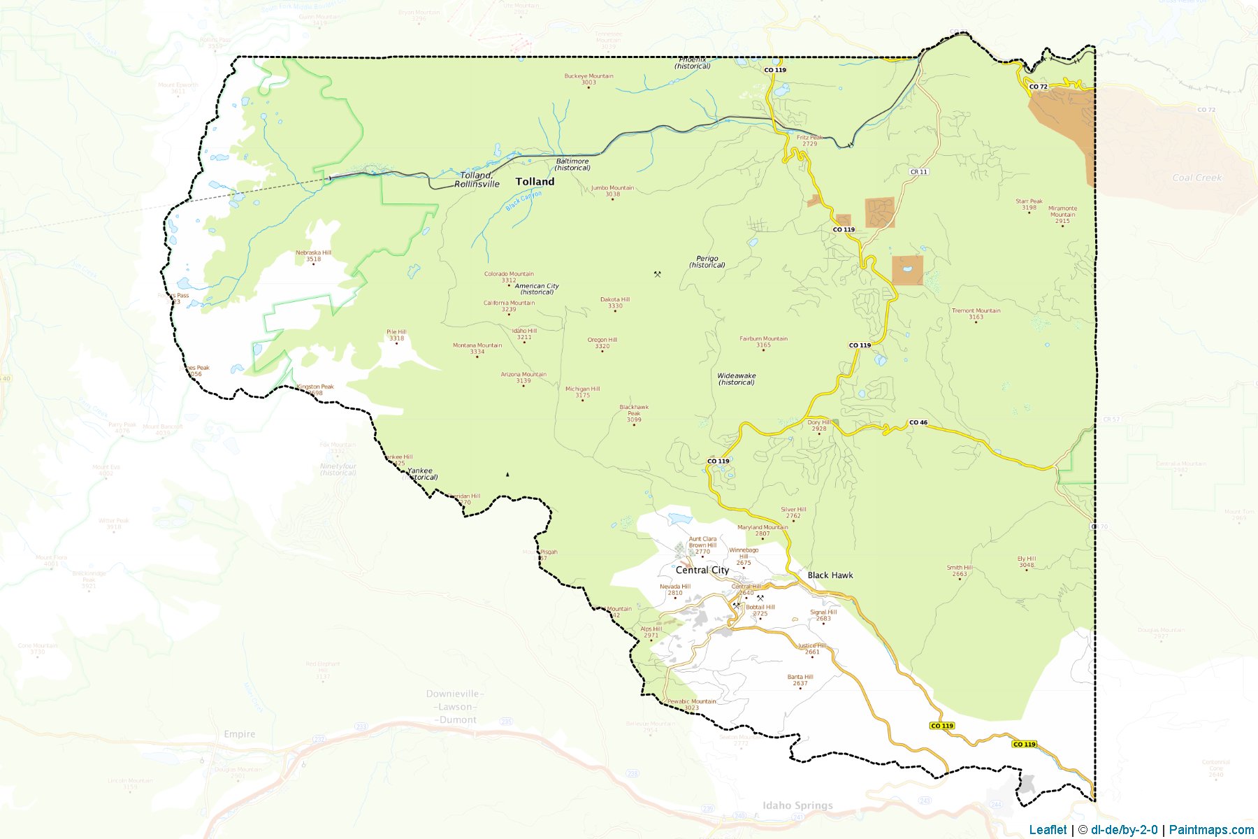 Muestras de recorte de mapas Gilpin (Colorado)-1