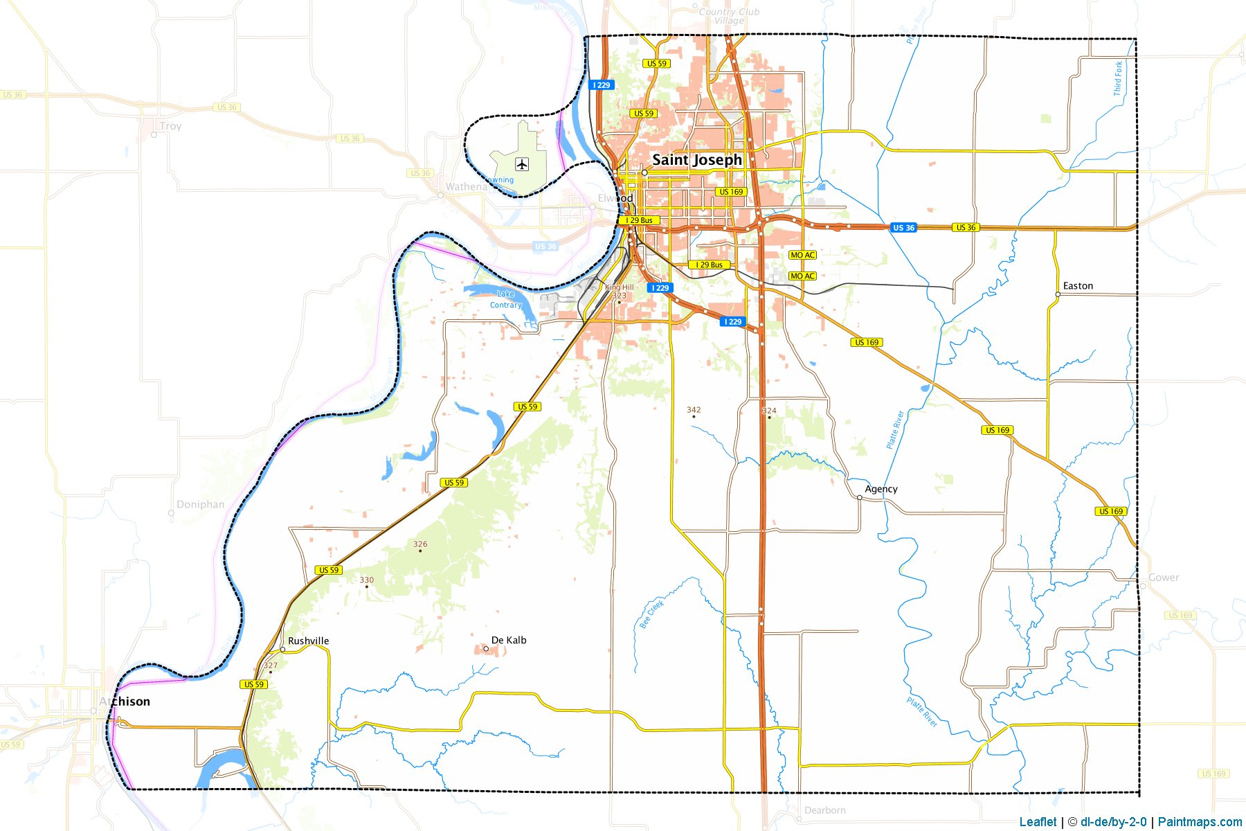 Buchanan County (Missouri) Haritası Örnekleri-1