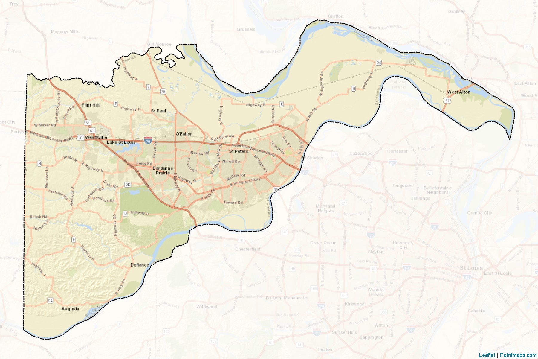 Muestras de recorte de mapas St. Charles (Missouri)-2