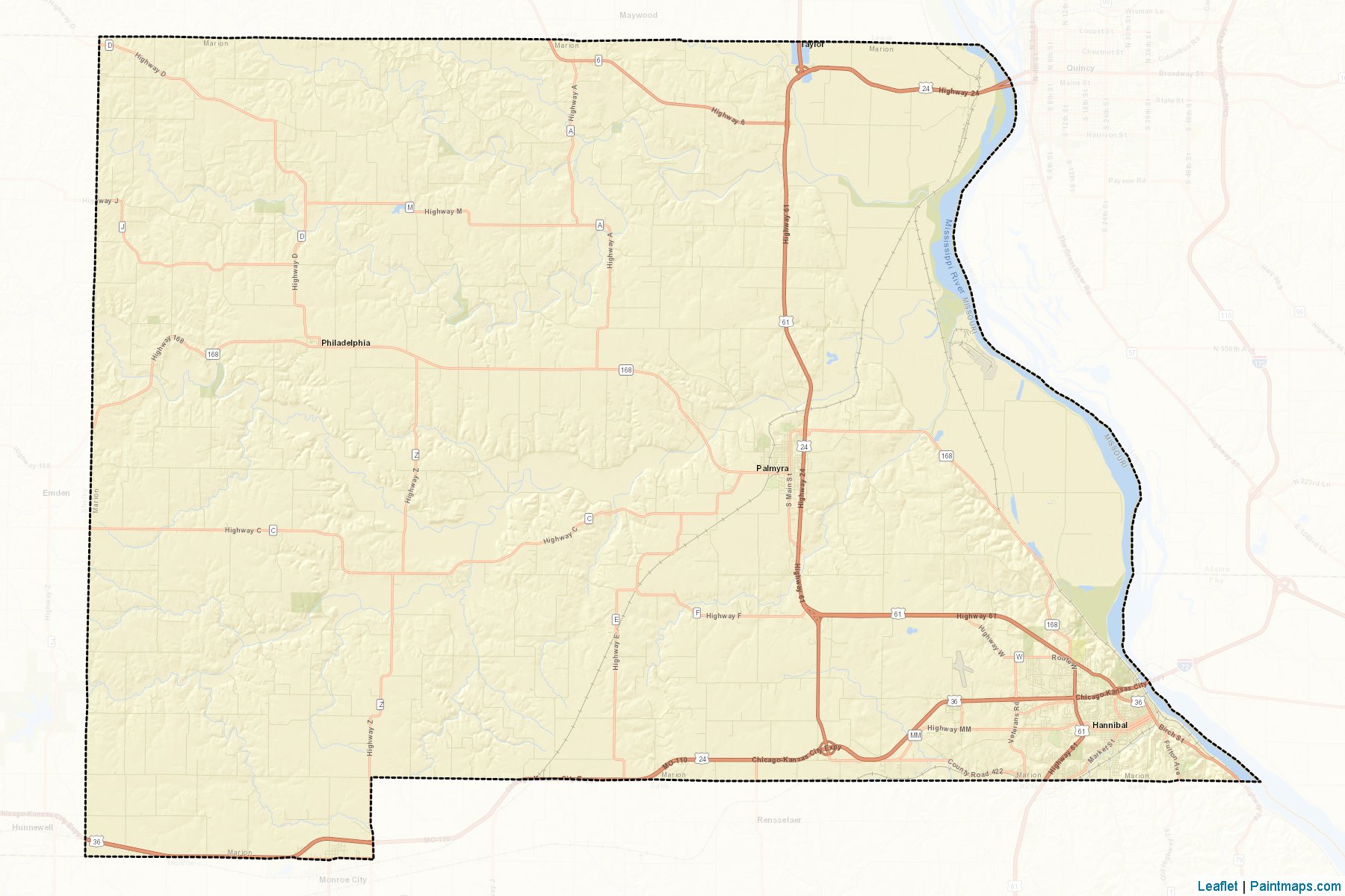 Muestras de recorte de mapas Marion (Missouri)-2