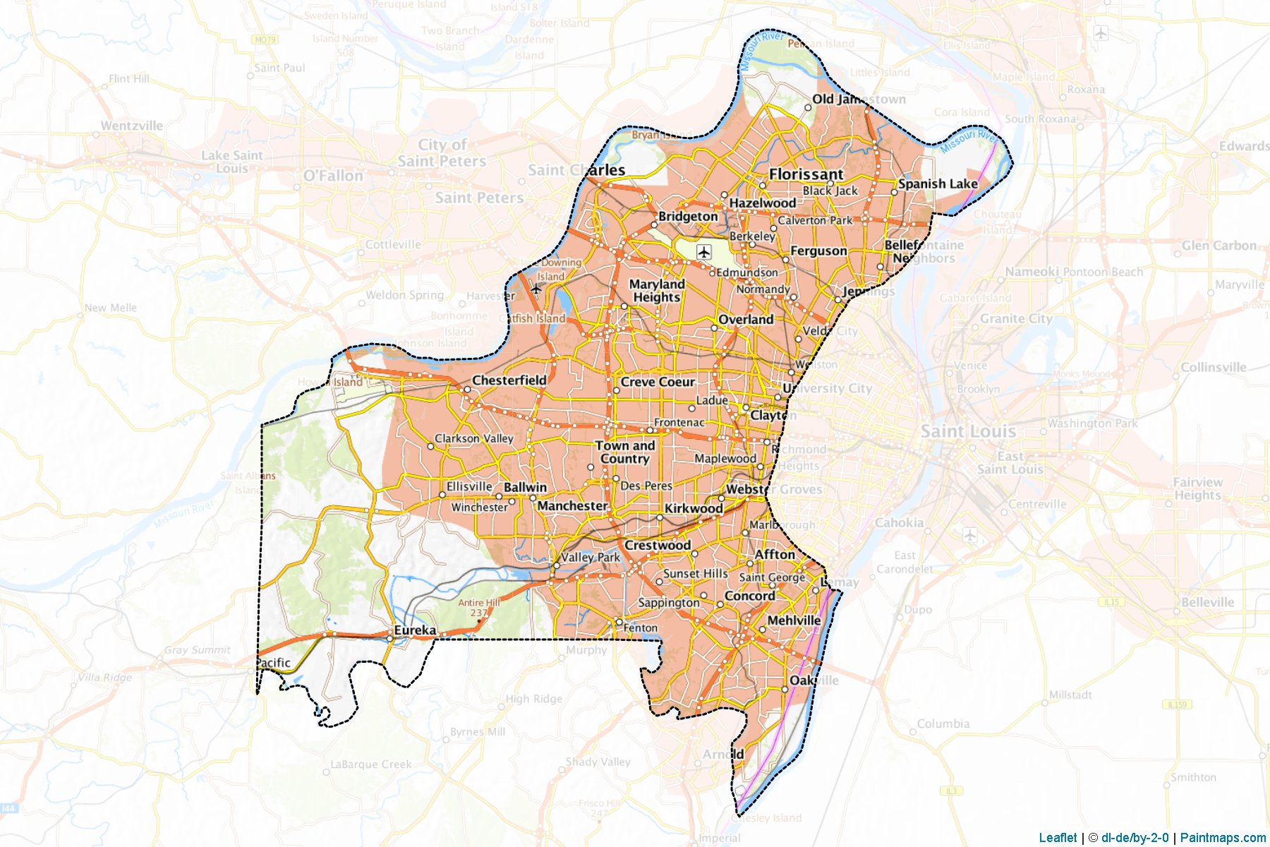 St. Louis County (Missouri) Haritası Örnekleri-1