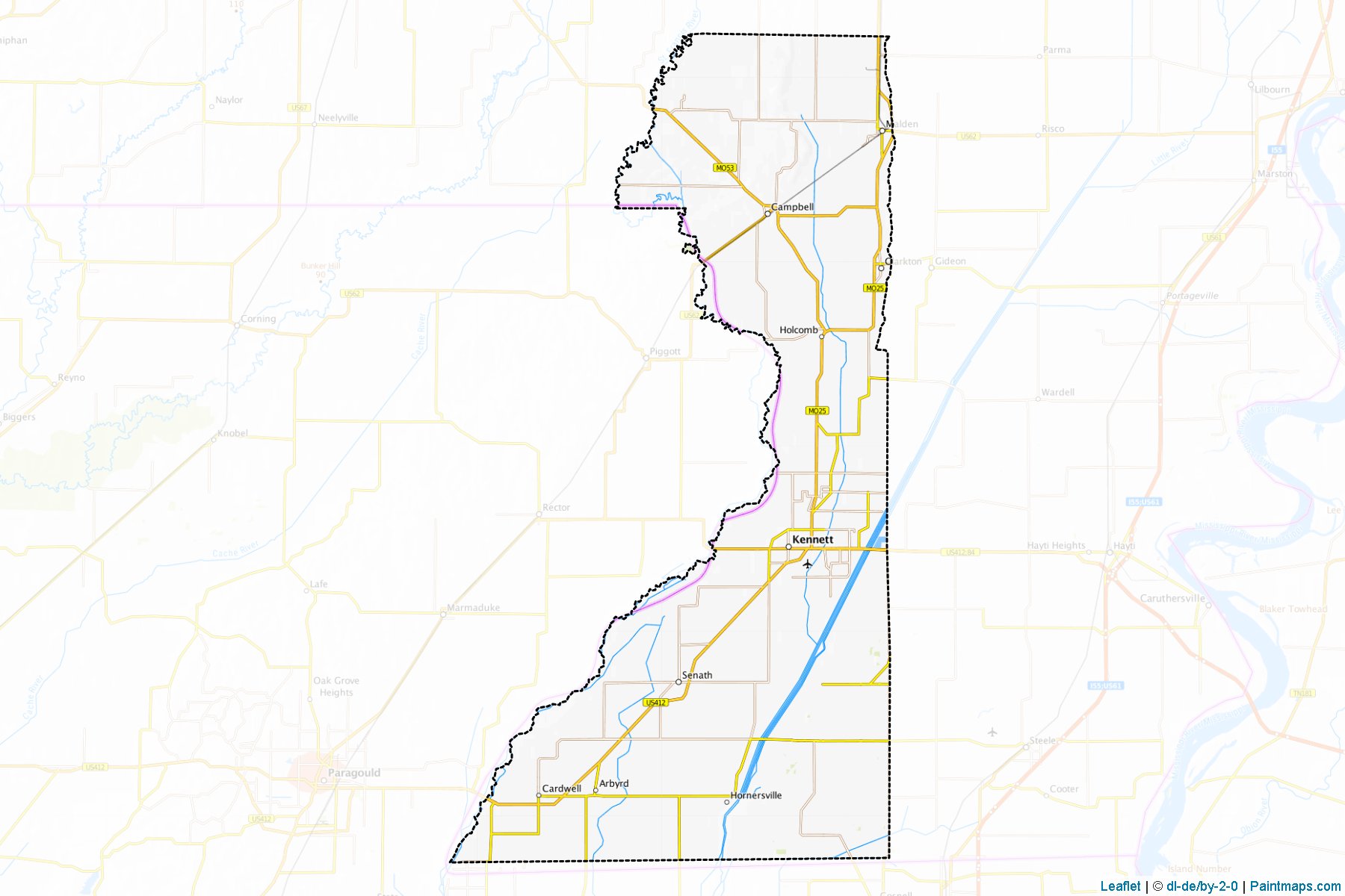 Muestras de recorte de mapas Dunklin (Missouri)-1