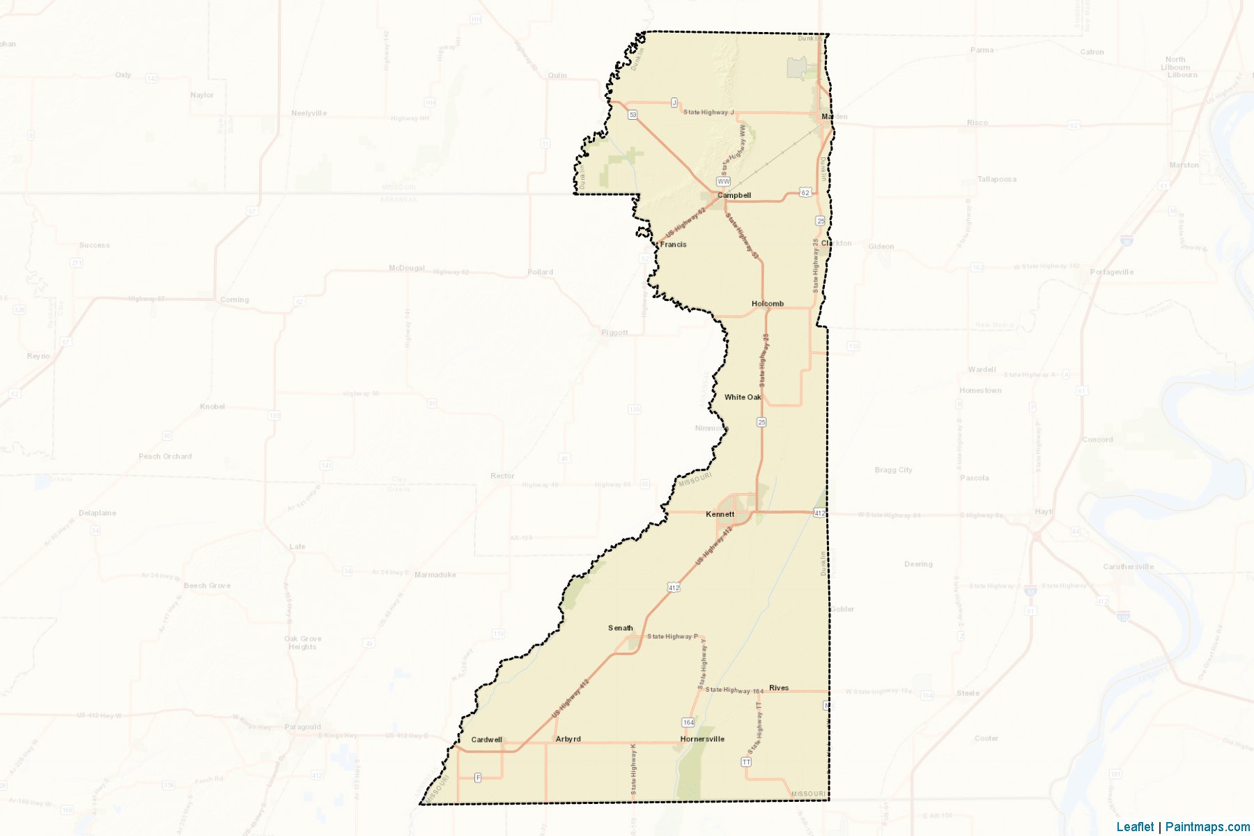 Muestras de recorte de mapas Dunklin (Missouri)-2