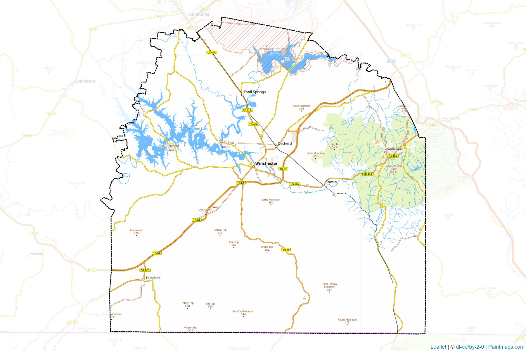 Muestras de recorte de mapas Franklin (Tennessee)-1