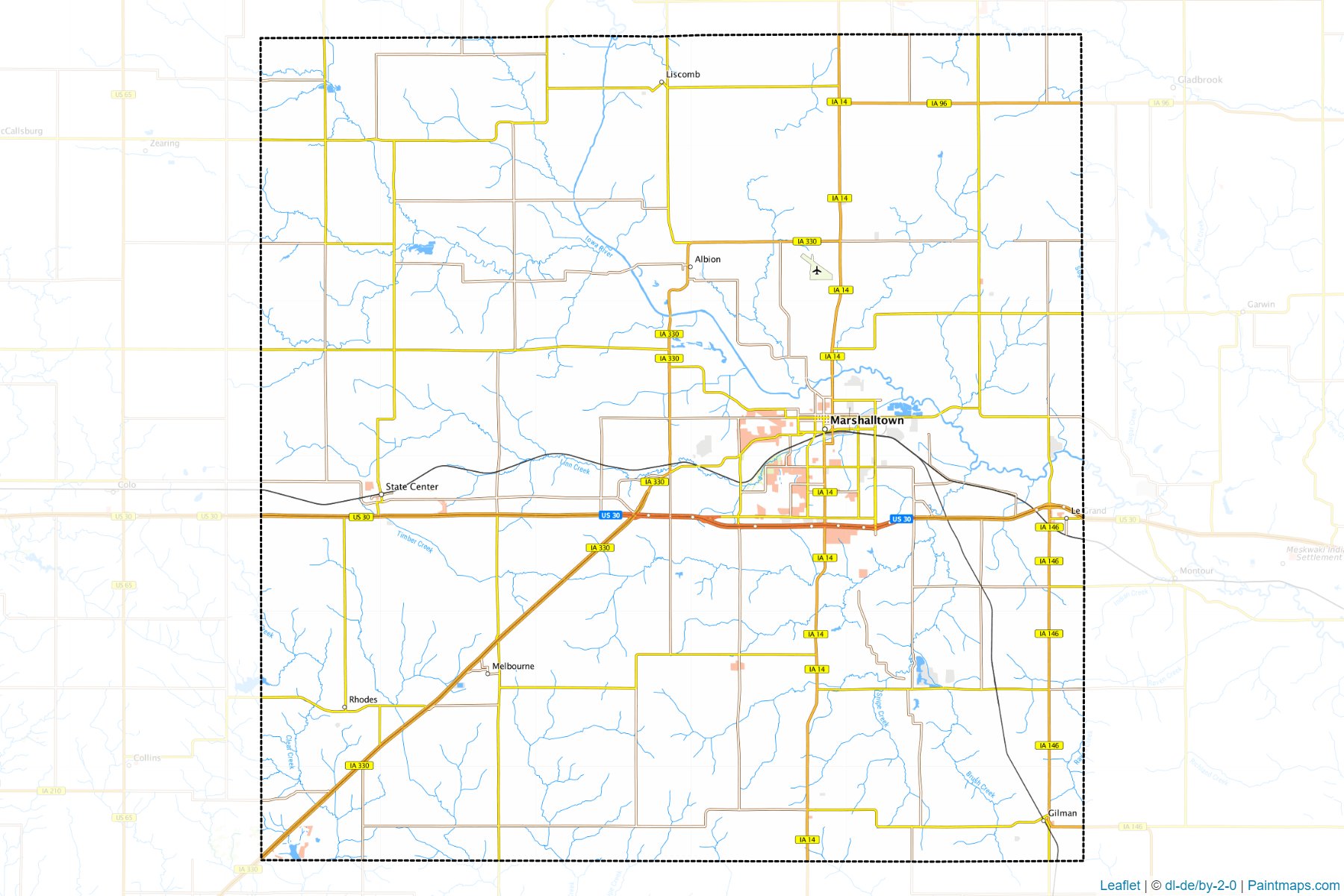 Muestras de recorte de mapas Marshall (Iowa)-1