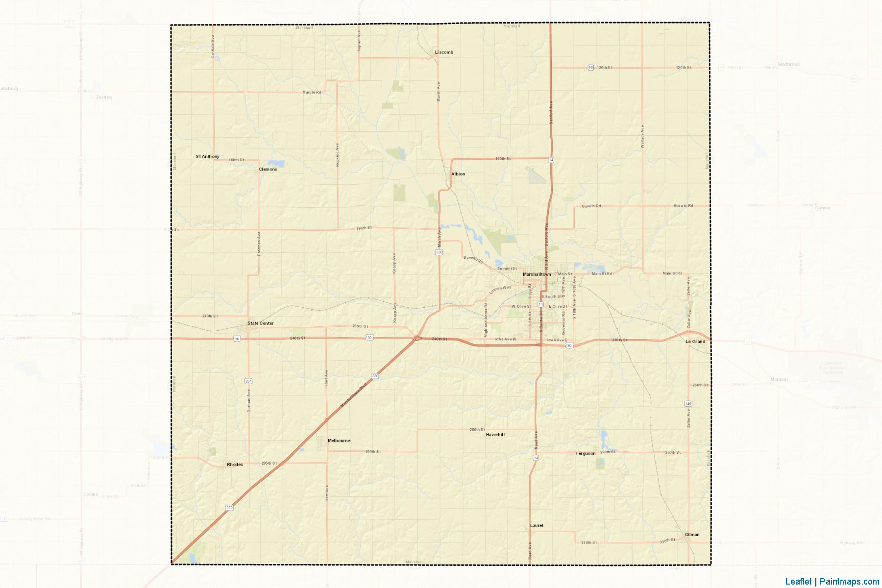 Muestras de recorte de mapas Marshall (Iowa)-2