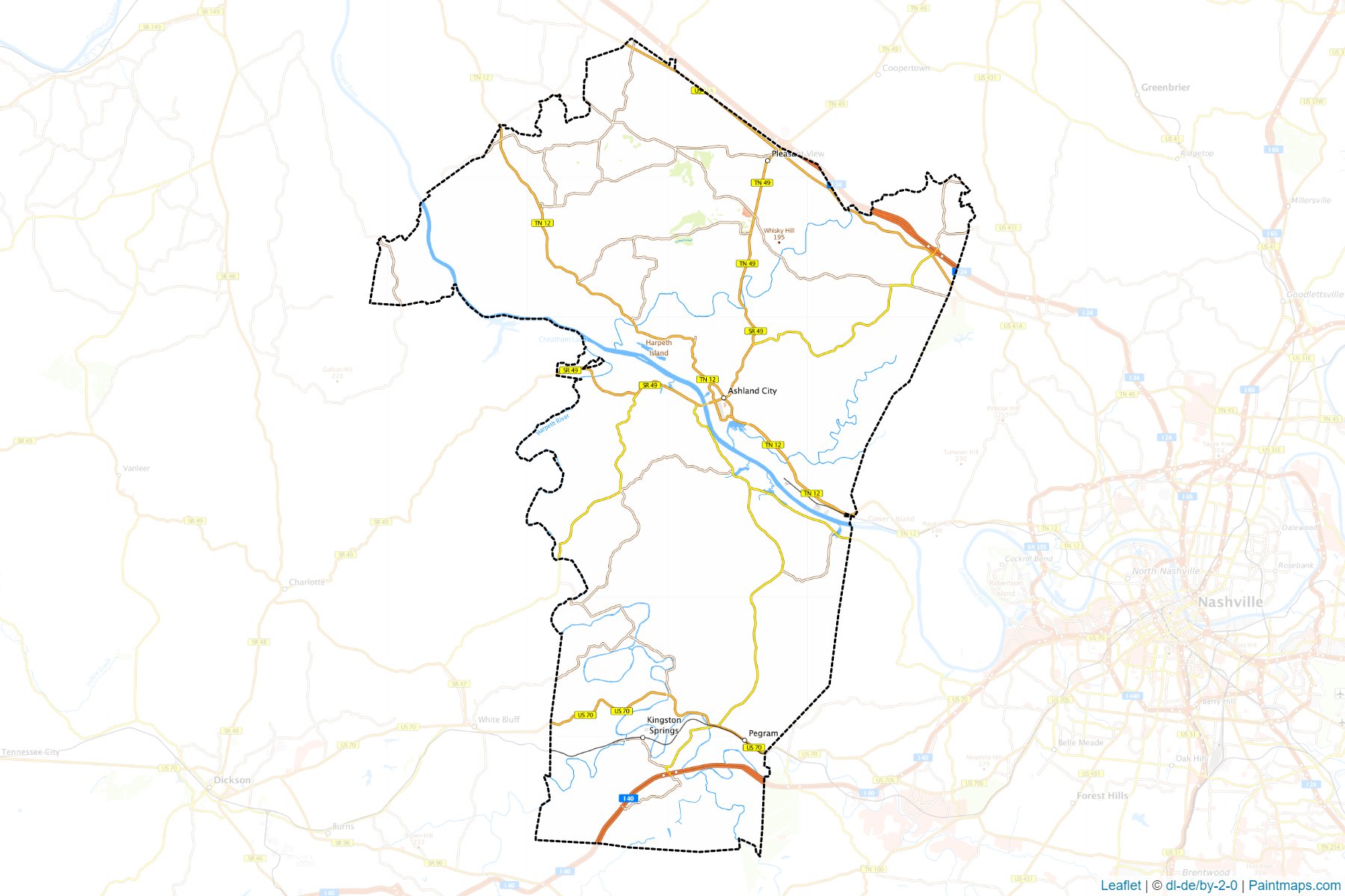 Muestras de recorte de mapas Cheatham (Tennessee)-1