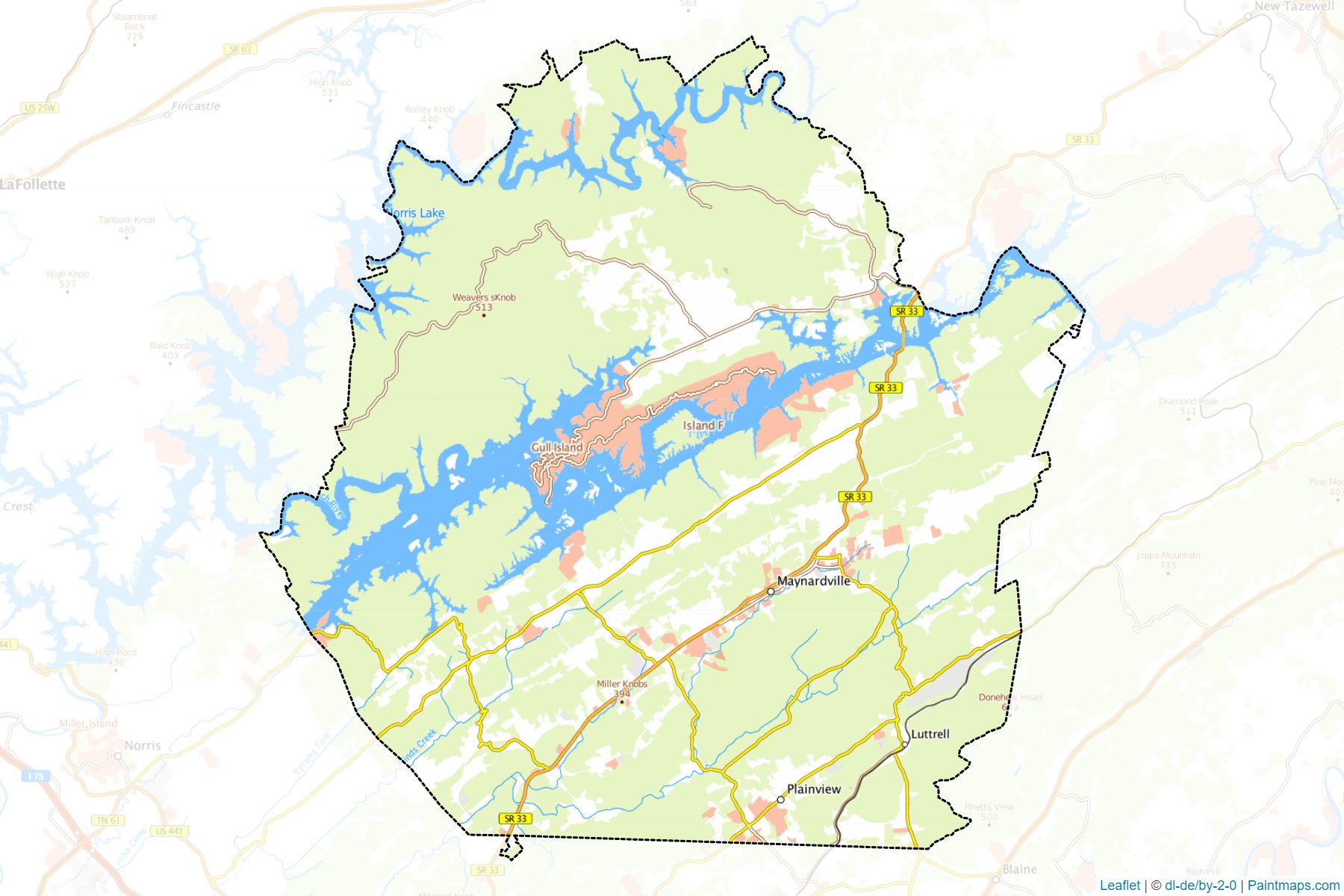 Muestras de recorte de mapas Union (Tennessee)-1