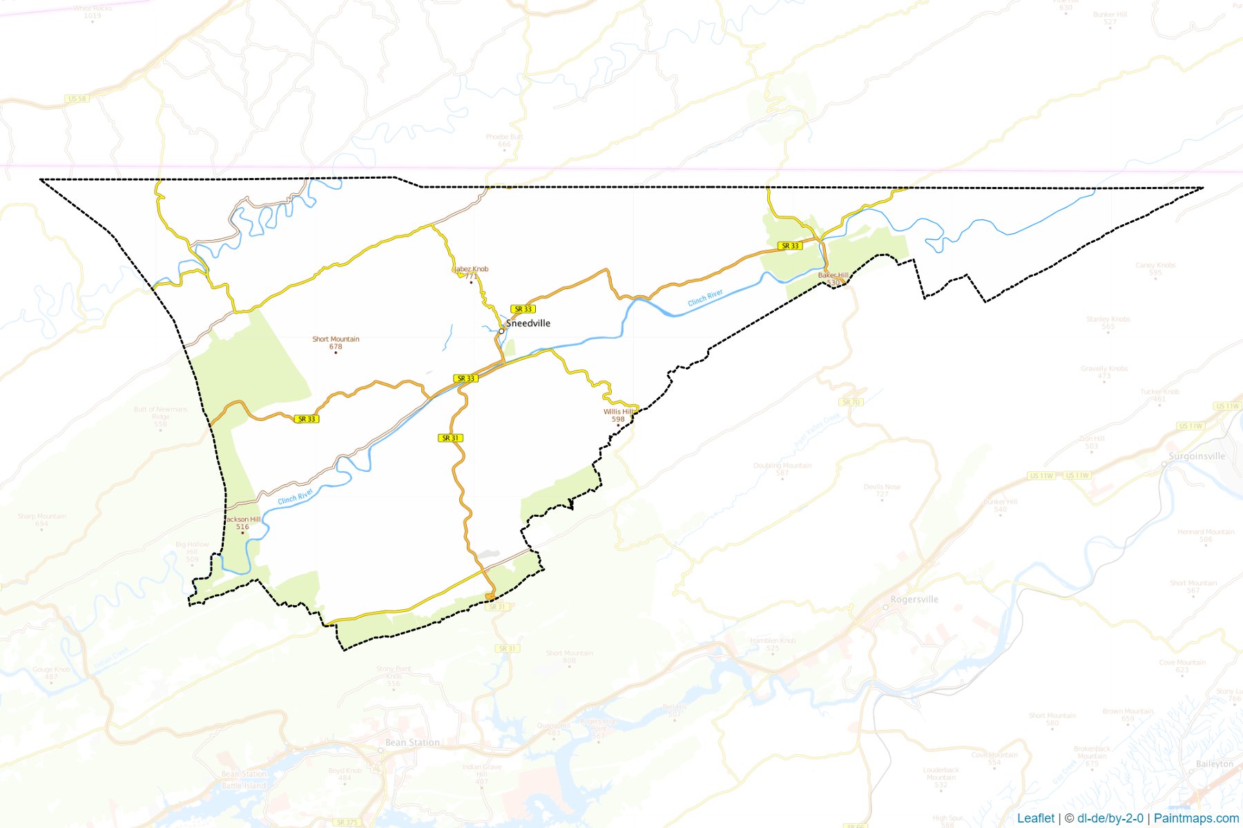 Muestras de recorte de mapas Hancock (Tennessee)-1