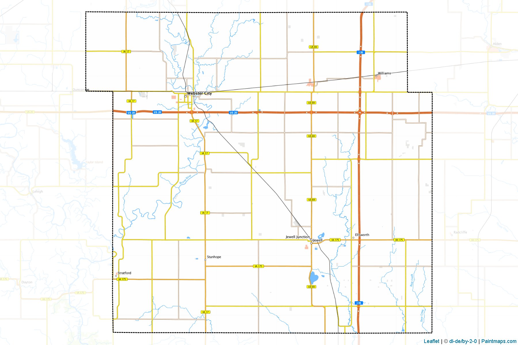 Muestras de recorte de mapas Hamilton (Iowa)-1