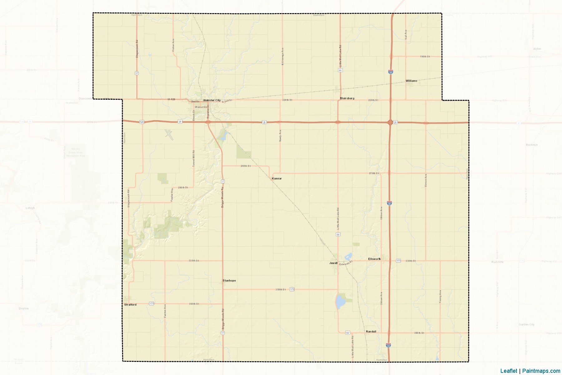 Muestras de recorte de mapas Hamilton (Iowa)-2