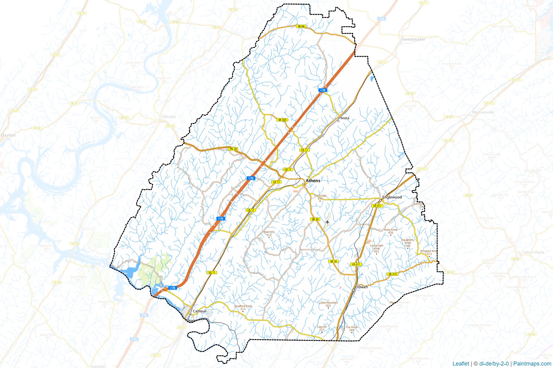 Muestras de recorte de mapas McMinn (Tennessee)-1