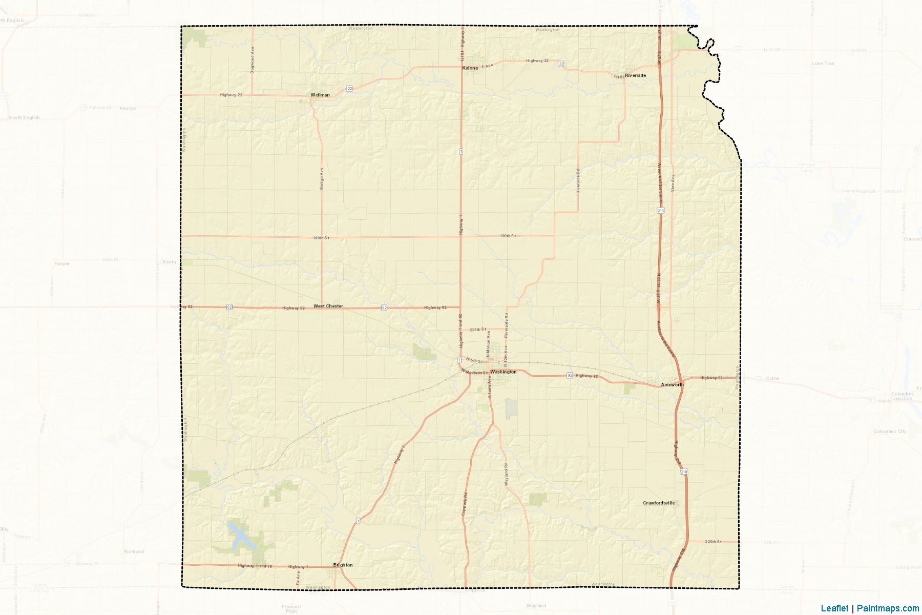 Muestras de recorte de mapas Washington (Iowa)-2