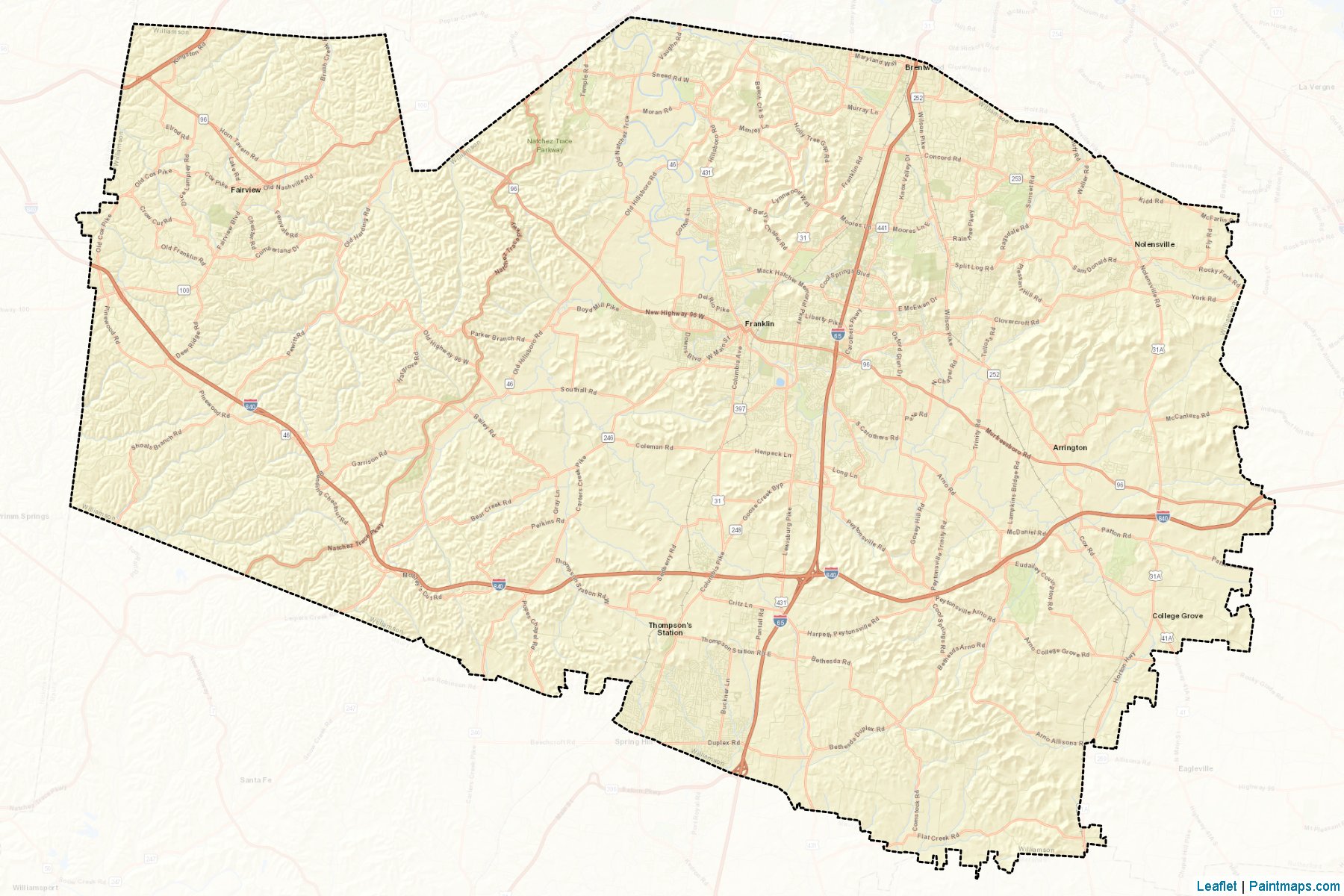 Muestras de recorte de mapas Williamson (Tennessee)-2