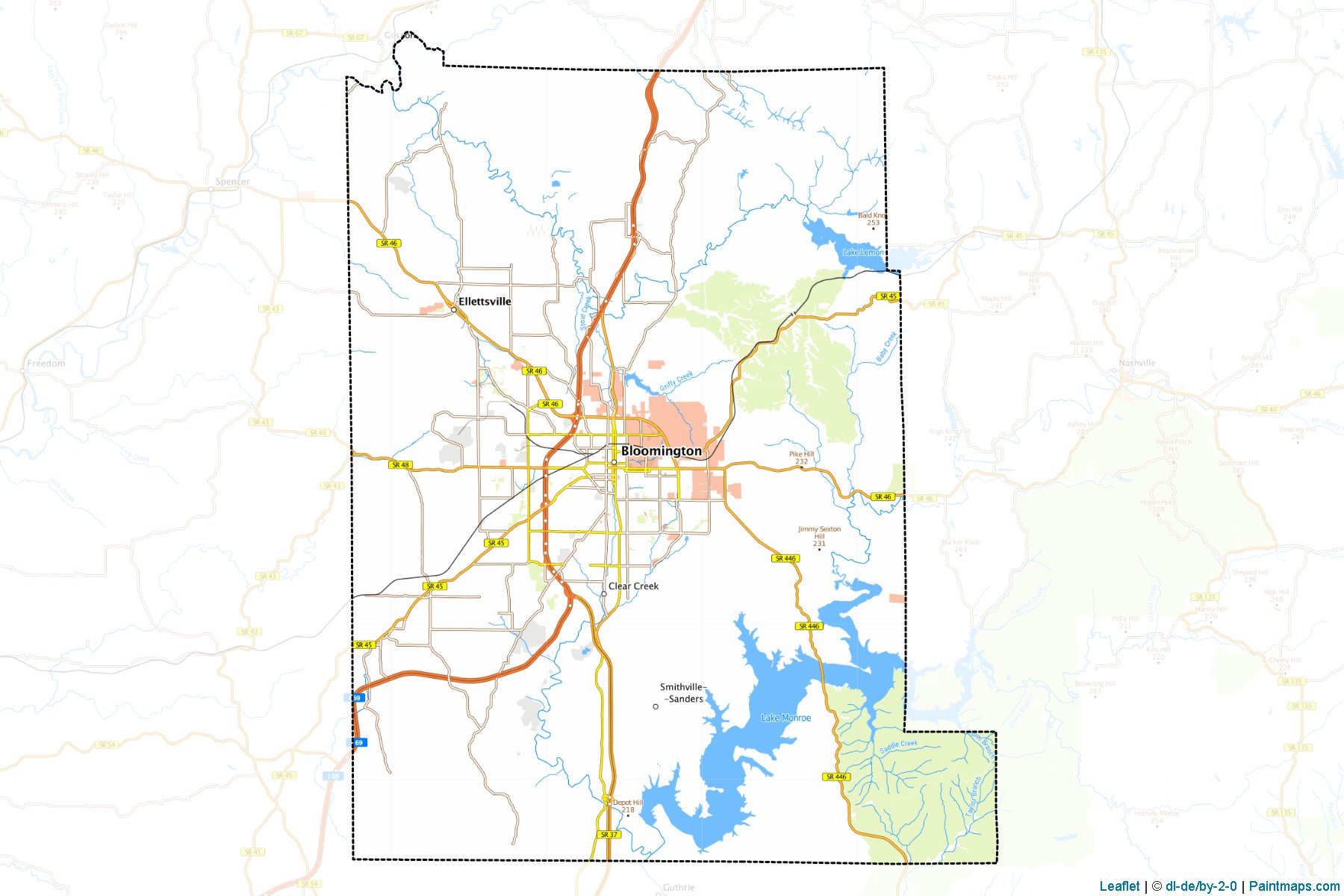 Muestras de recorte de mapas Monroe (Indiana)-1